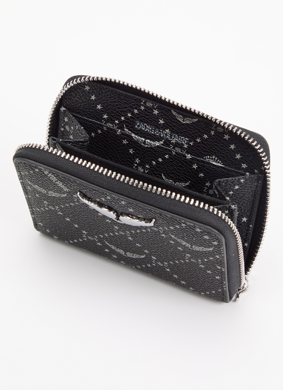 Zadig&Voltaire Mini portemonnee met logoprint - voorkant 3 zwart