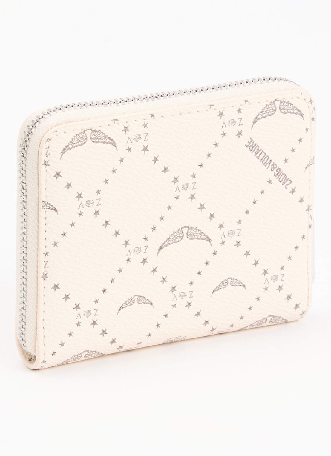 Zadig&Voltaire Mini portemonnee met logoprint - achterkant gebroken wit