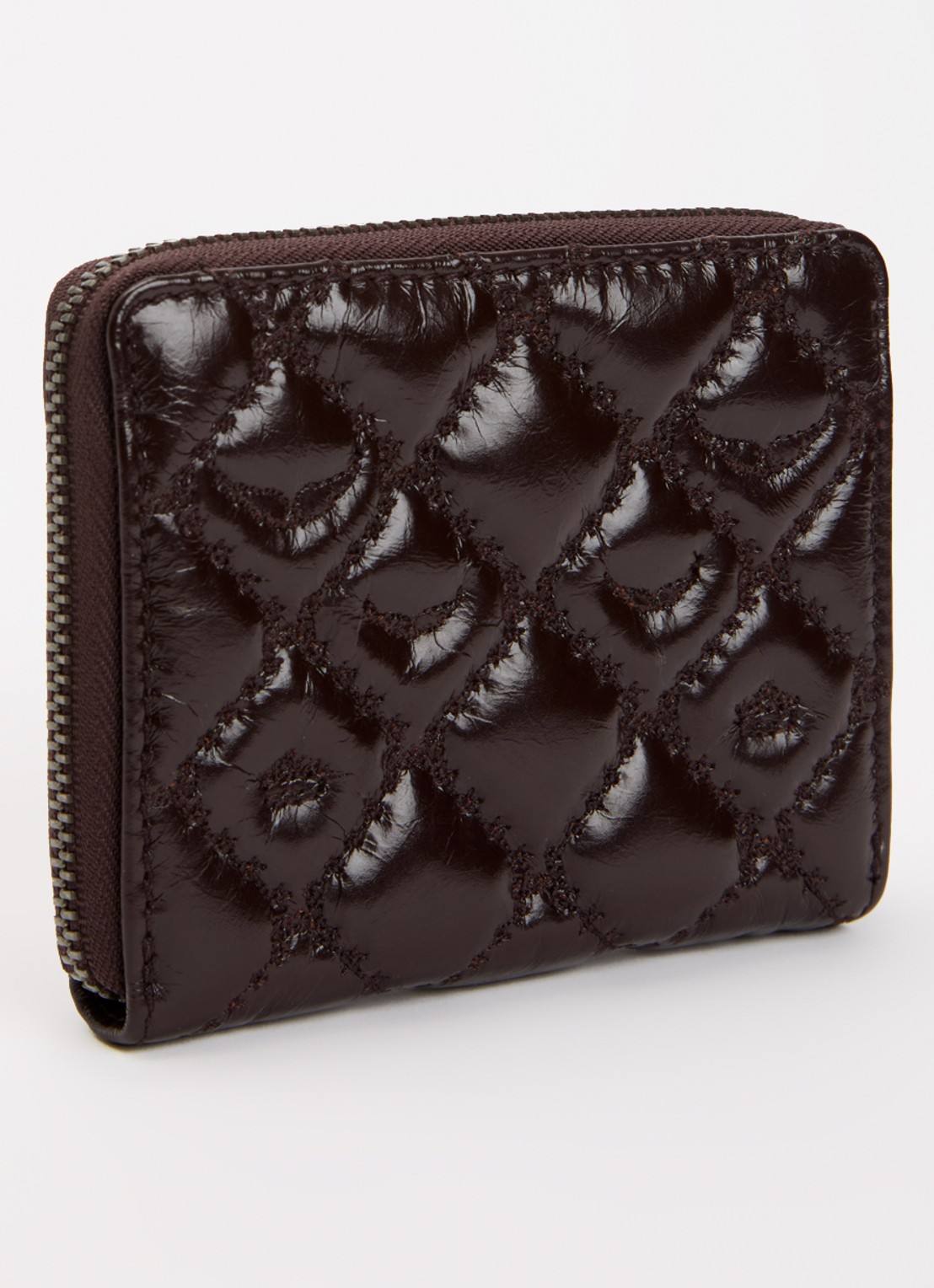 Zadig&Voltaire Mini Portemonnee van leer en quilt patroon - achterkant 3 donkerbruin