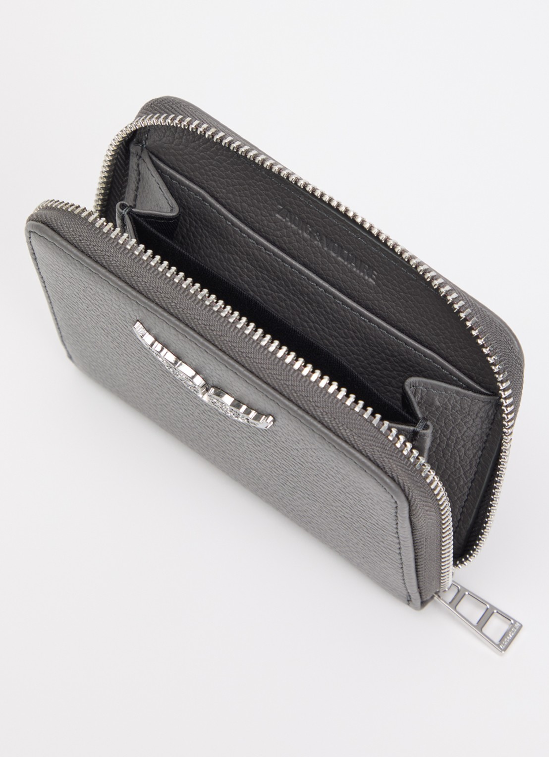 Zadig&Voltaire Mini Portemonnee van leer - voorkant 2 grijs