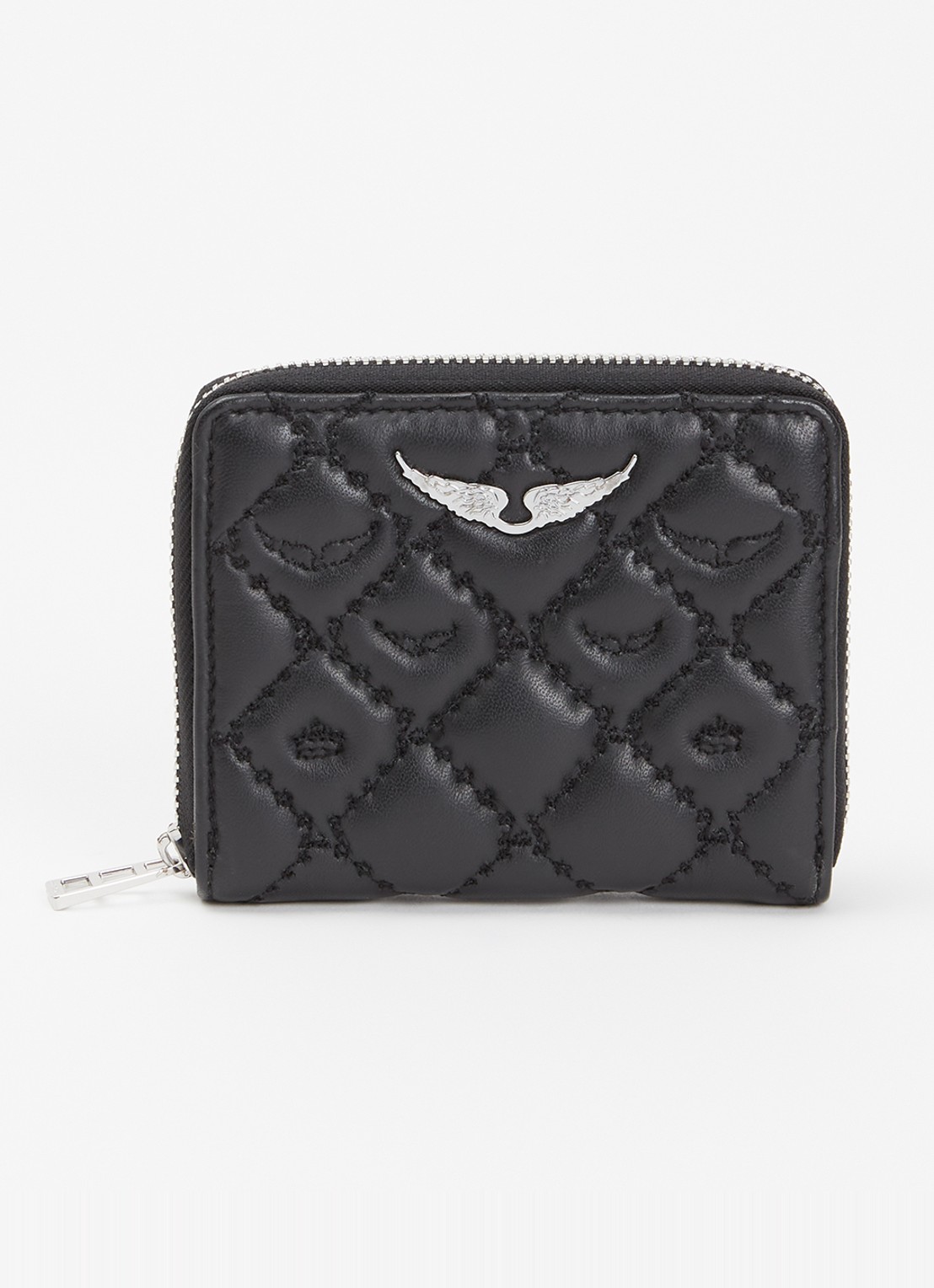 Zadig&Voltaire Mini Portemonnee van quilted lamsleer - voorkant zwart