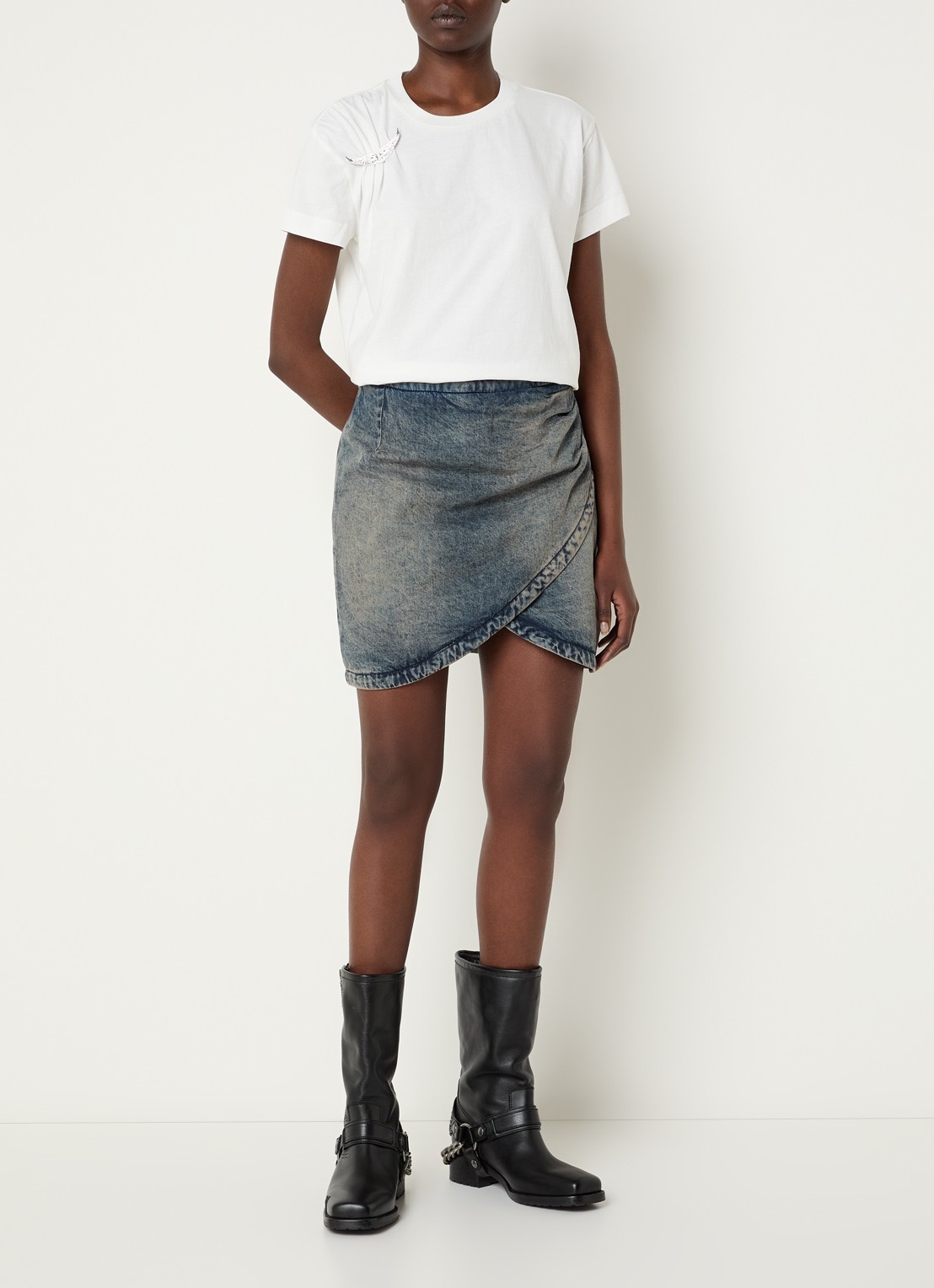Zadig&Voltaire Mini spijkerrok met assymetrische zoom - voorkant 3 indigo