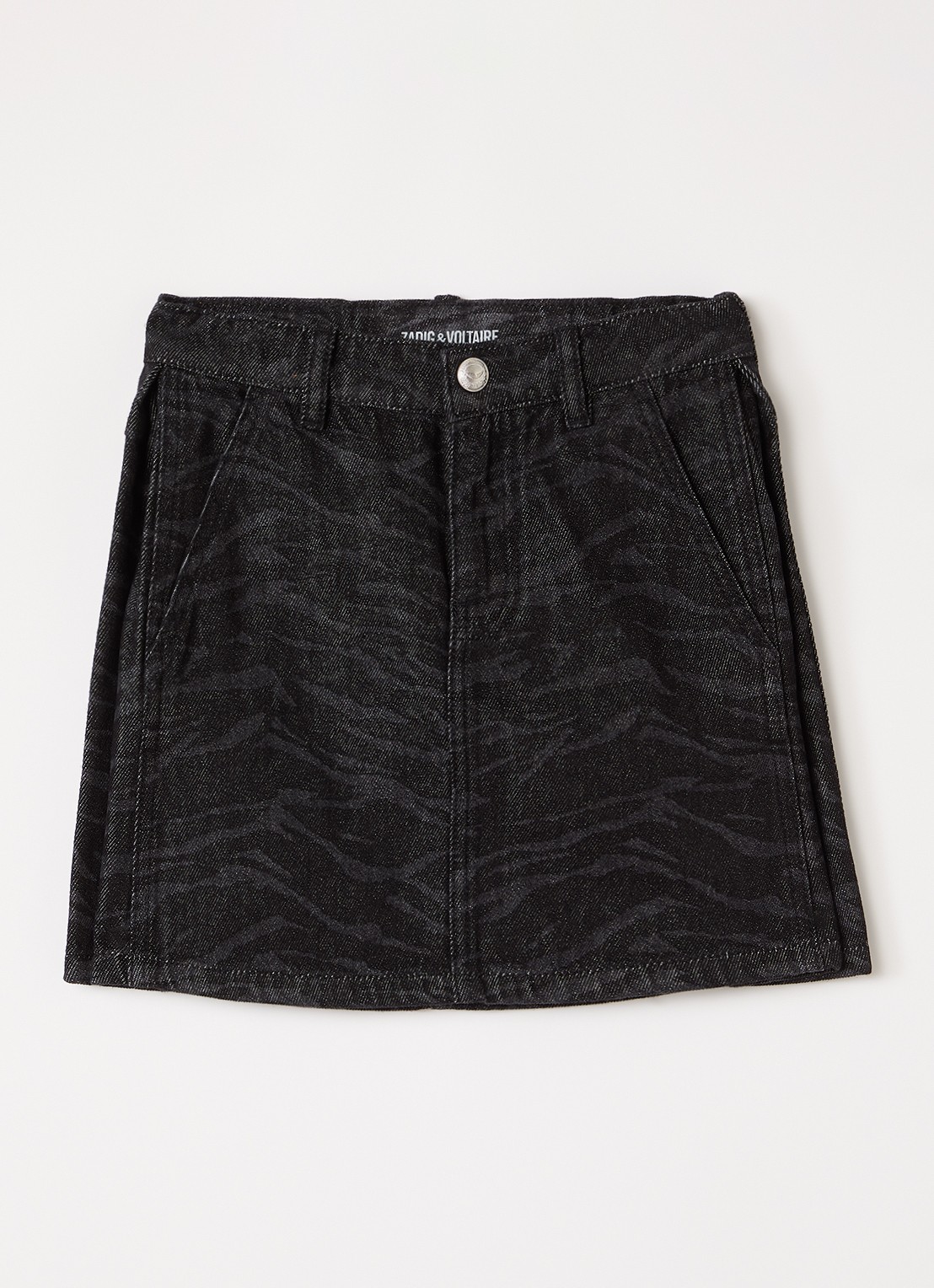 Zadig&Voltaire Mini spijkerrok met steekzakken - voorkant 2 zwart