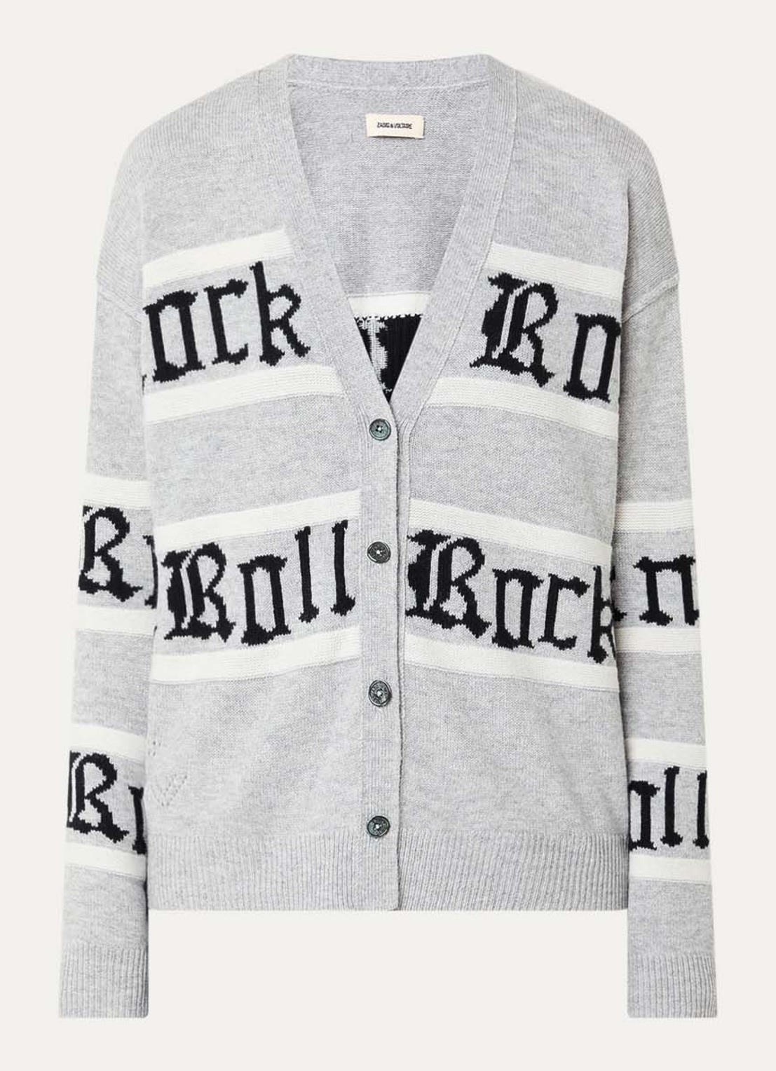 Zadig&Voltaire Mirkaz fijngebreid in kasjmierblend vest met print - voorkant 3 grijs