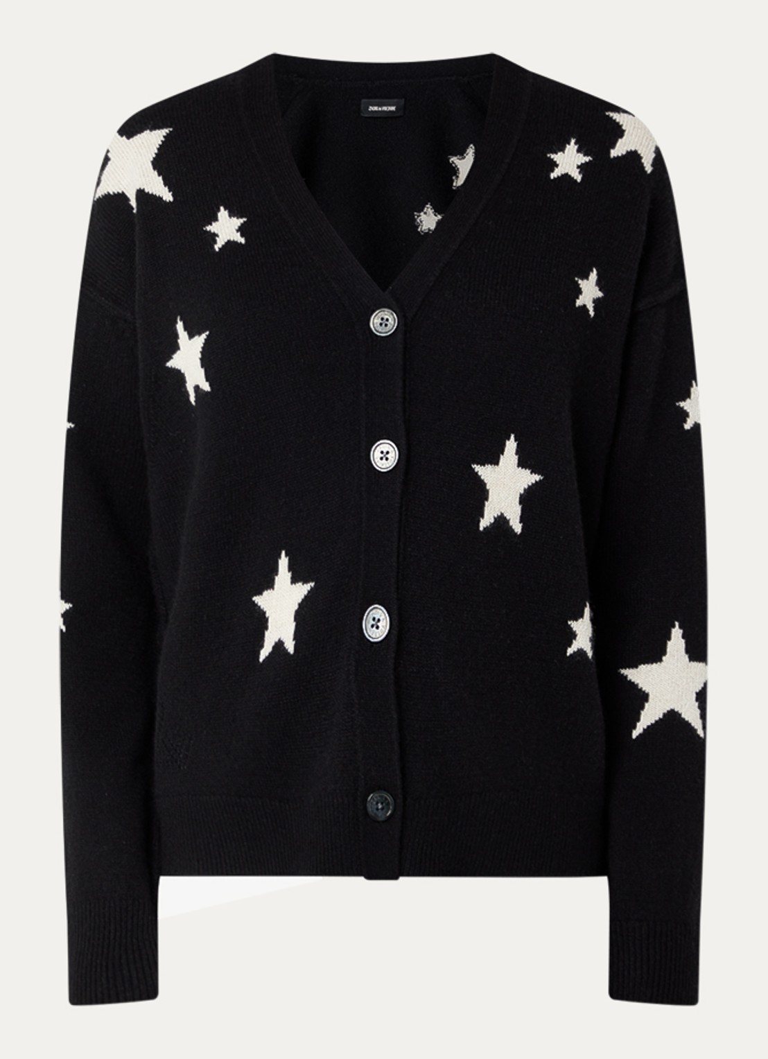 Zadig&Voltaire Mirkaz fijngebreid vest van kasjmier - voorkant 3 zwart