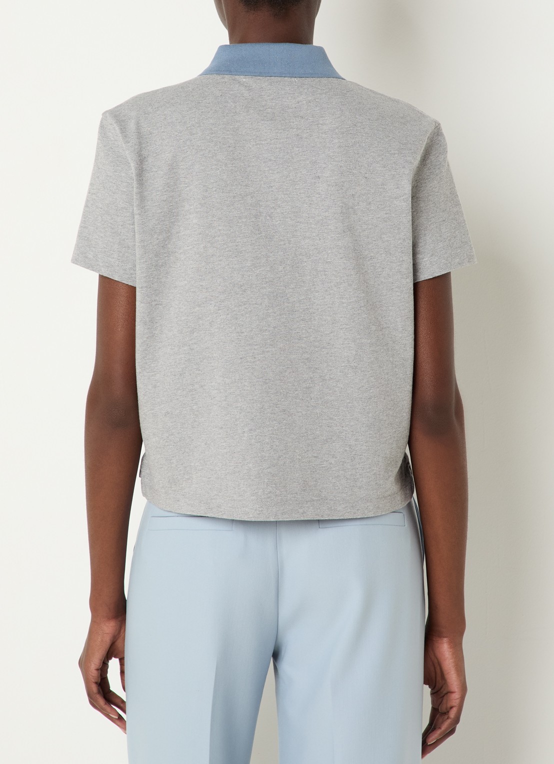 Zadig&Voltaire Mirta cropped polo met logoborduring - achterkant 4 grijsmele