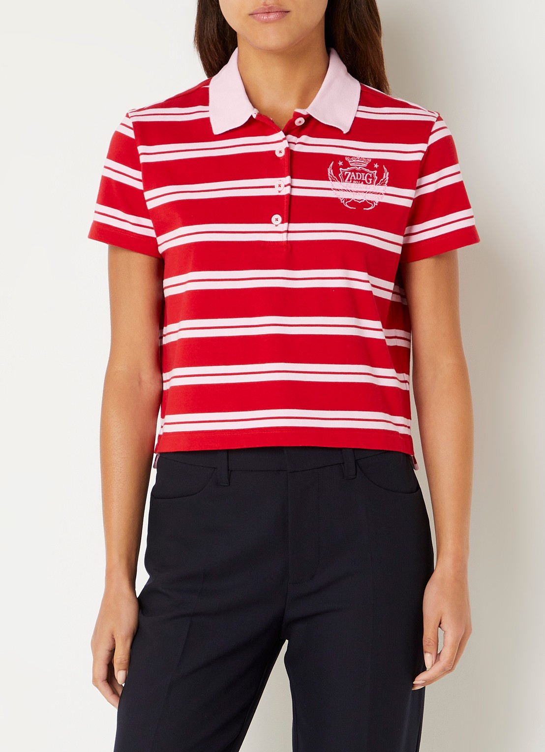 Zadig&Voltaire Mirta polo met streepprint - detail rood