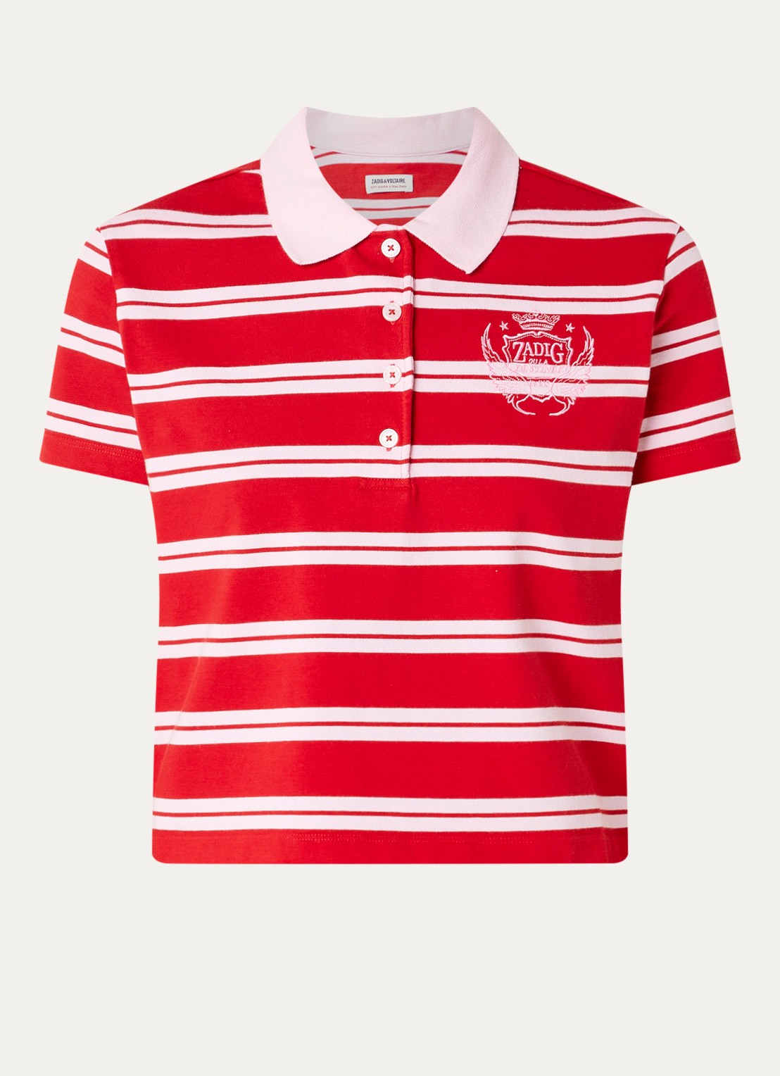 Zadig&Voltaire Mirta polo met streepprint - voorkant 2 rood