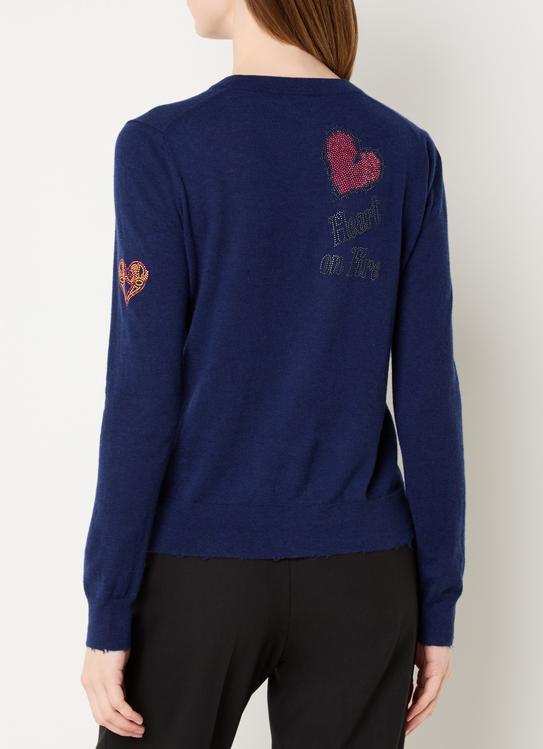 Zadig&Voltaire Miss fijngebreide pullover met strass - achterkant donkerblauw
