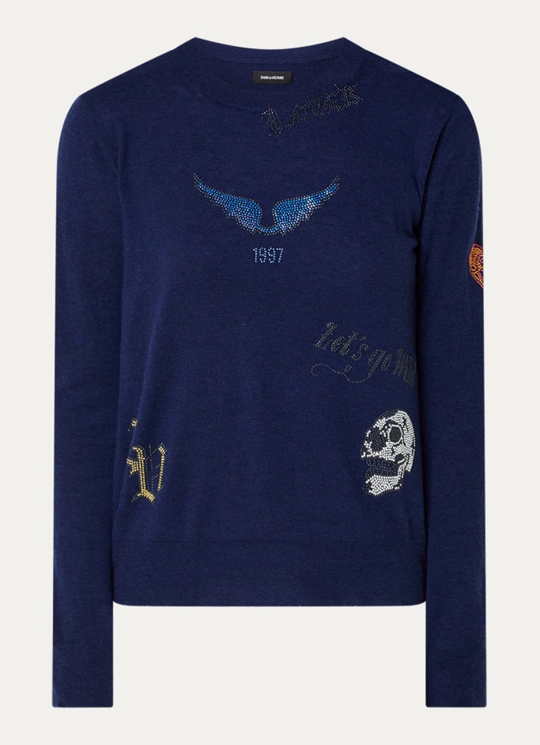 Zadig&Voltaire Miss fijngebreide pullover met strass - voorkant 3 donkerblauw