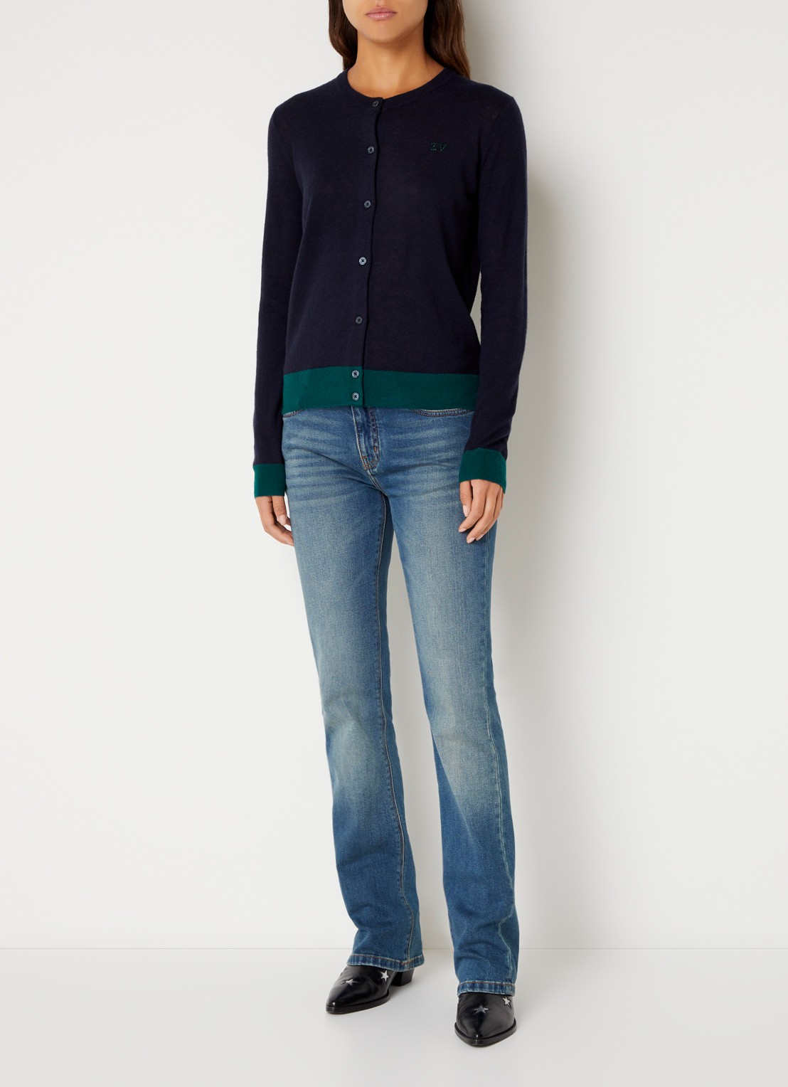 Zadig&Voltaire Missya fijngebreid vest van kasjmier met logo - voorkant 4 zalmroze