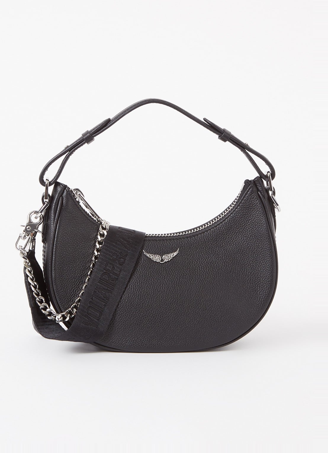 Zadig&Voltaire Moonrock schoudertas van leer - voorkant 4 zwart