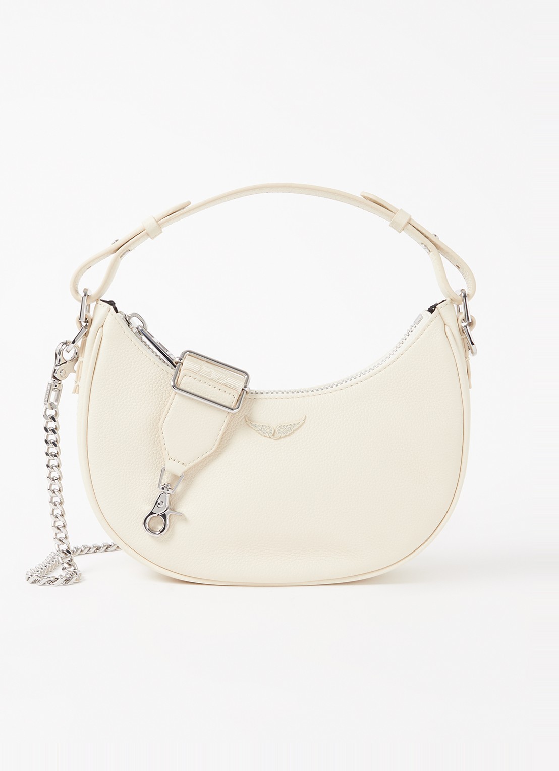 Zadig&Voltaire Moonrock schoudertas van leer - voorkant 3 ivoor