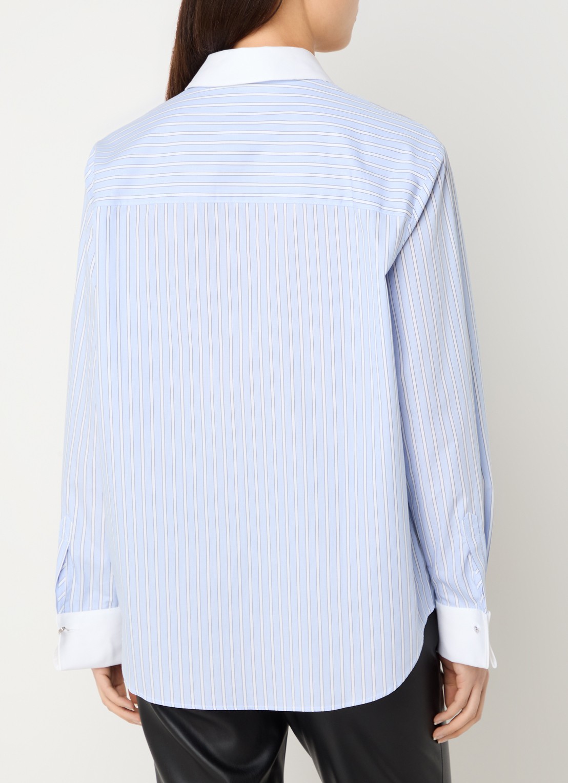 Zadig&Voltaire Morning longline blouse van  katoen met streepprint - achterkant 3 lichtblauw