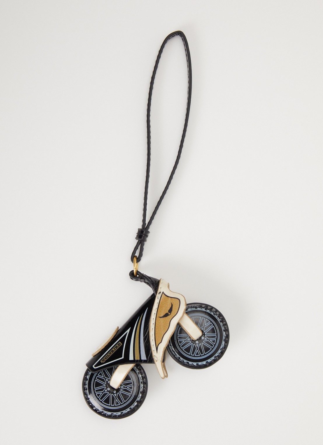 Zadig&Voltaire Motorrider sleutelhanger van leer - voorkant zwart