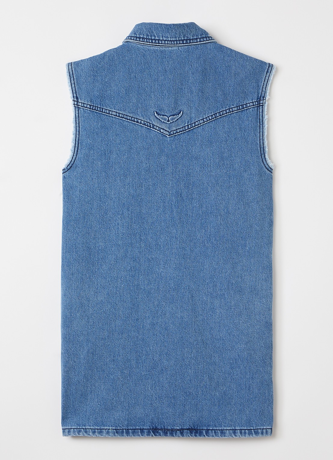 Zadig&Voltaire Mouwloze denim blousejurk met strass - voorkant 3 indigo