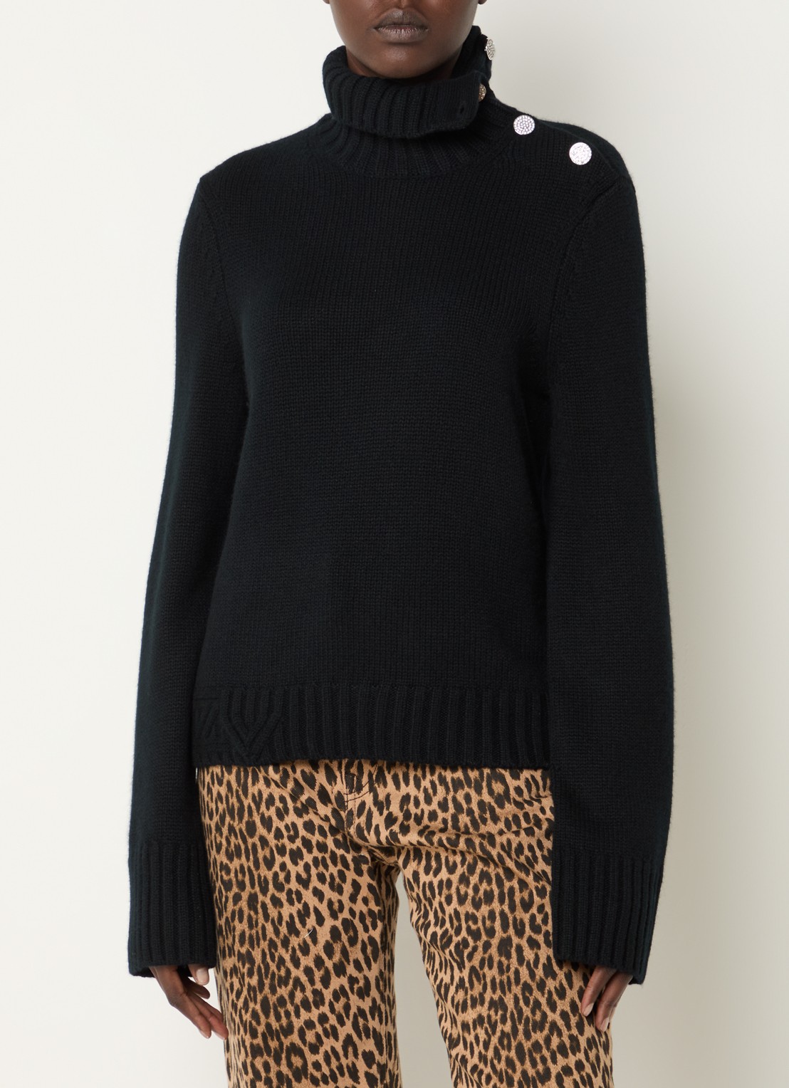 Zadig&Voltaire Nalma fijngebreide trui van kasjmier met col - detail 3 zwart