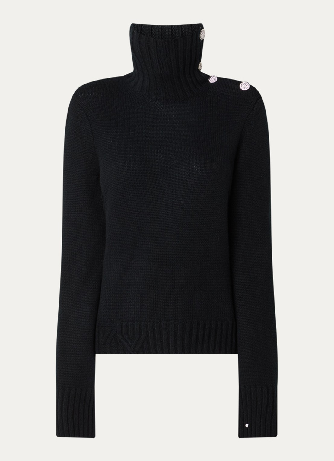 Zadig&Voltaire Nalma fijngebreide trui van kasjmier met col - voorkant zwart