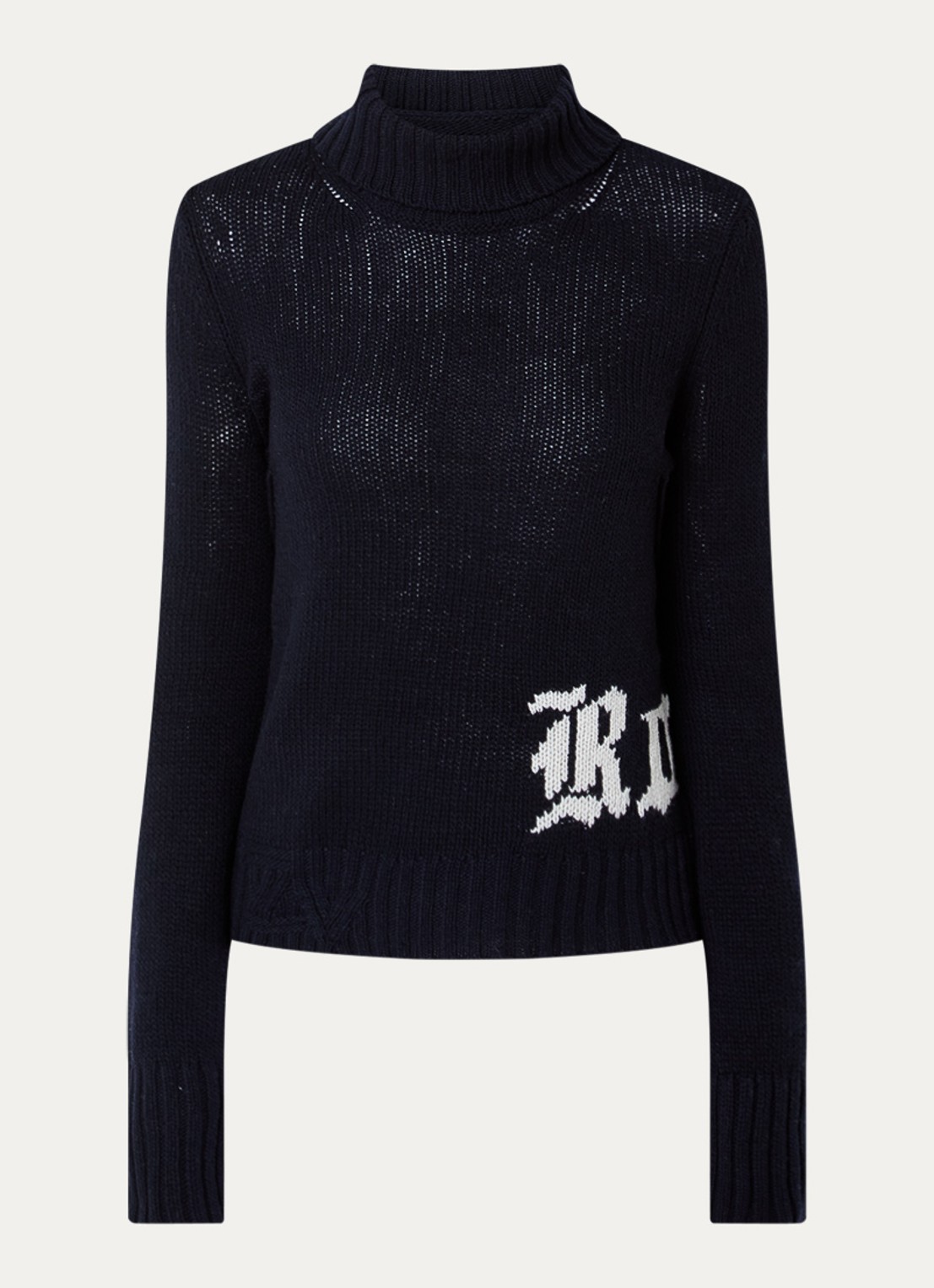 Zadig&Voltaire Nalma fijngebreide trui van wol met col - voorkant 3 donkerblauw
