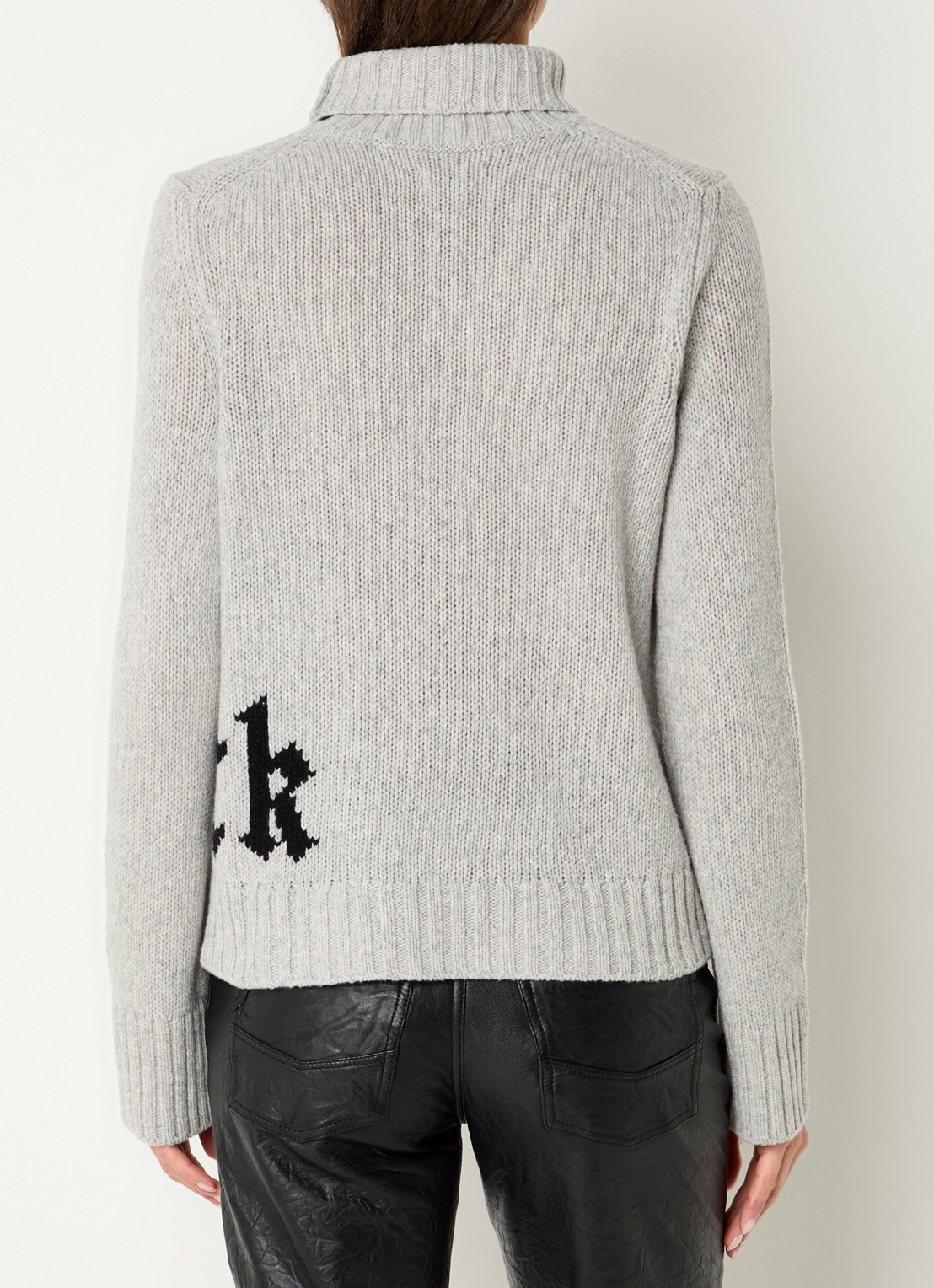 Zadig&Voltaire Nalma grofgebreide trui van merino wol met col - achterkant 4 lichtgrijs