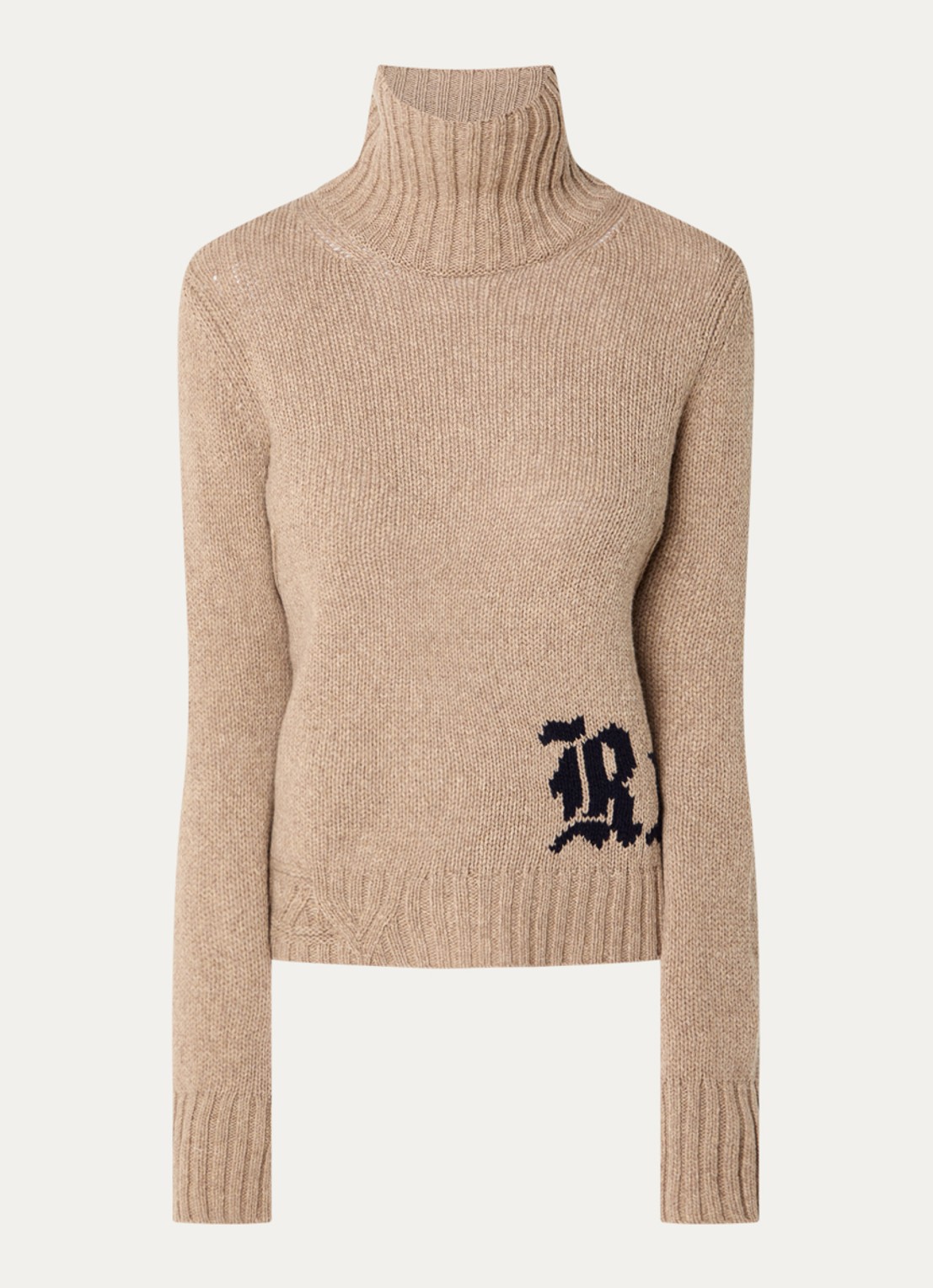 Zadig&Voltaire Nalma grofgebreide trui van wol - voorkant 2 donkerbeige