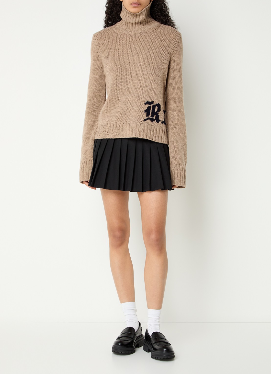 Zadig&Voltaire Nalma grofgebreide trui van wol - voorkant 3 donkerbeige