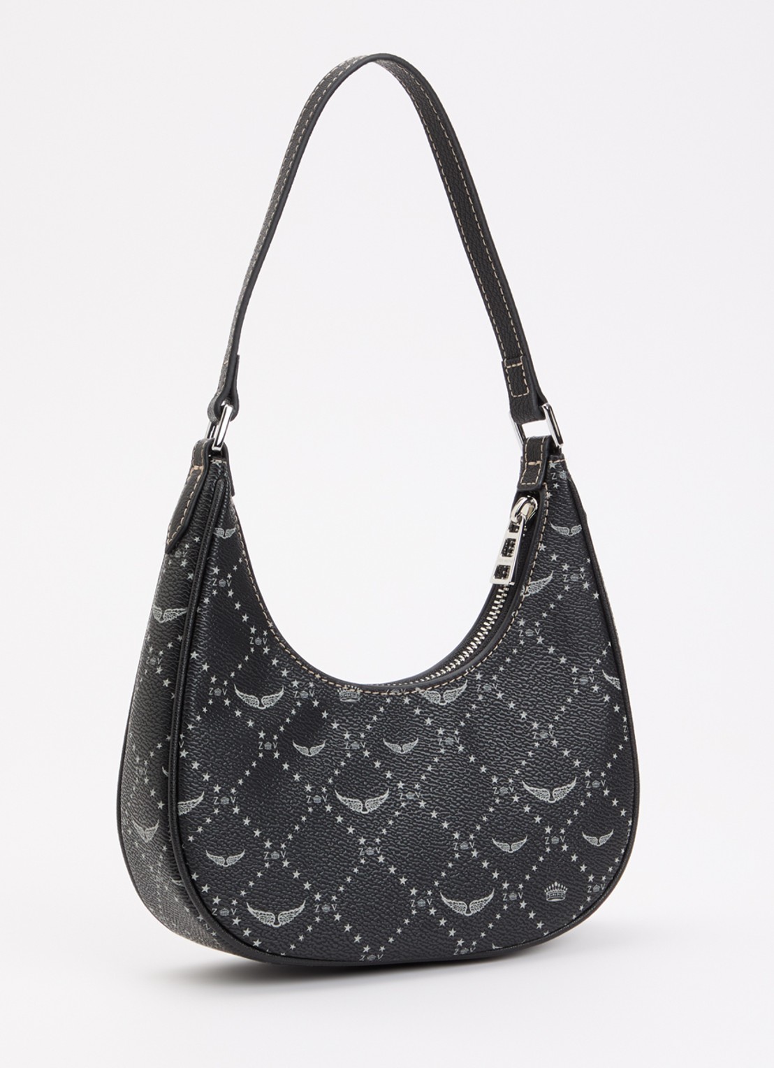 Zadig&Voltaire Night out schoudertas met logoprint - achterkant 2 zwart