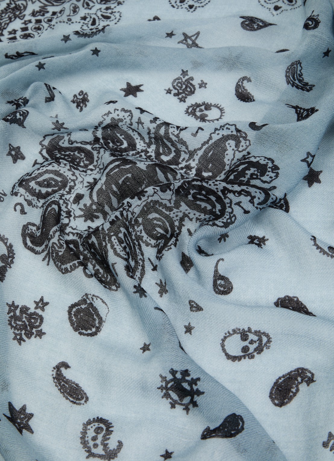 Zadig&Voltaire Nuage sjaal van kasjmier met paisley dessin 90 x 90 cm - detail 2 lichtblauw