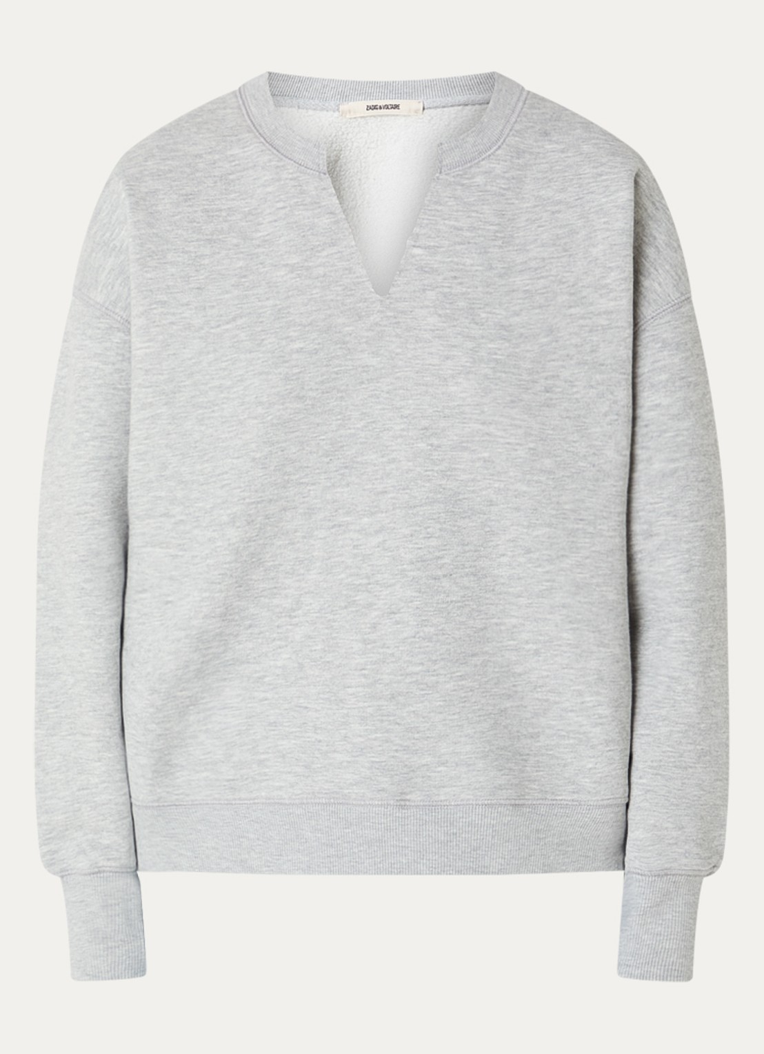 Zadig&Voltaire Olive sweater met flock logoprint - voorkant 2 grijsmele