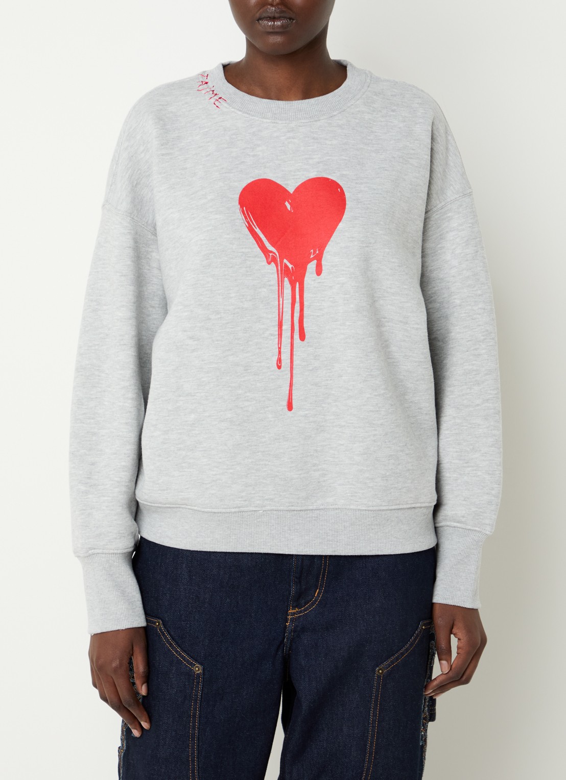 Zadig&Voltaire Oscar sweater met print - detail 4 grijsmele