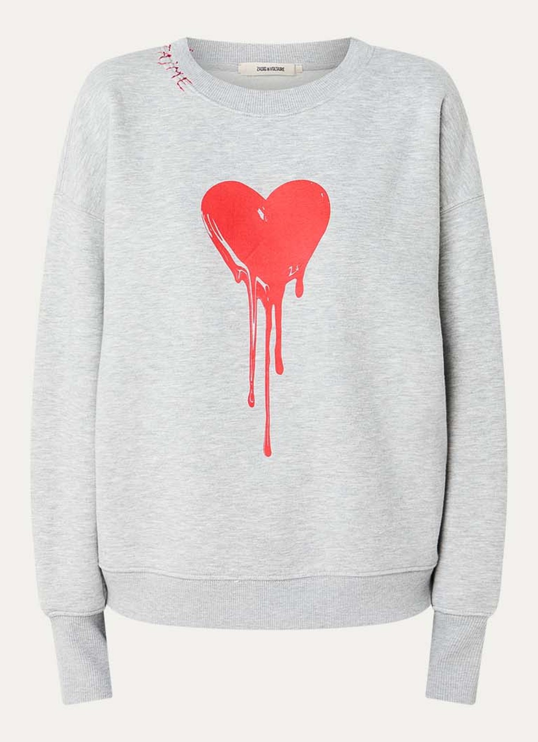 Zadig&Voltaire Oscar sweater met print - voorkant grijsmele