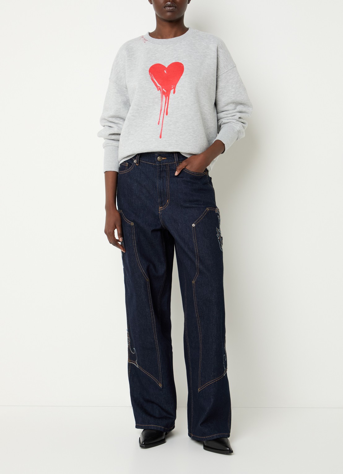 Zadig&Voltaire Oscar sweater met print - voorkant 2 grijsmele