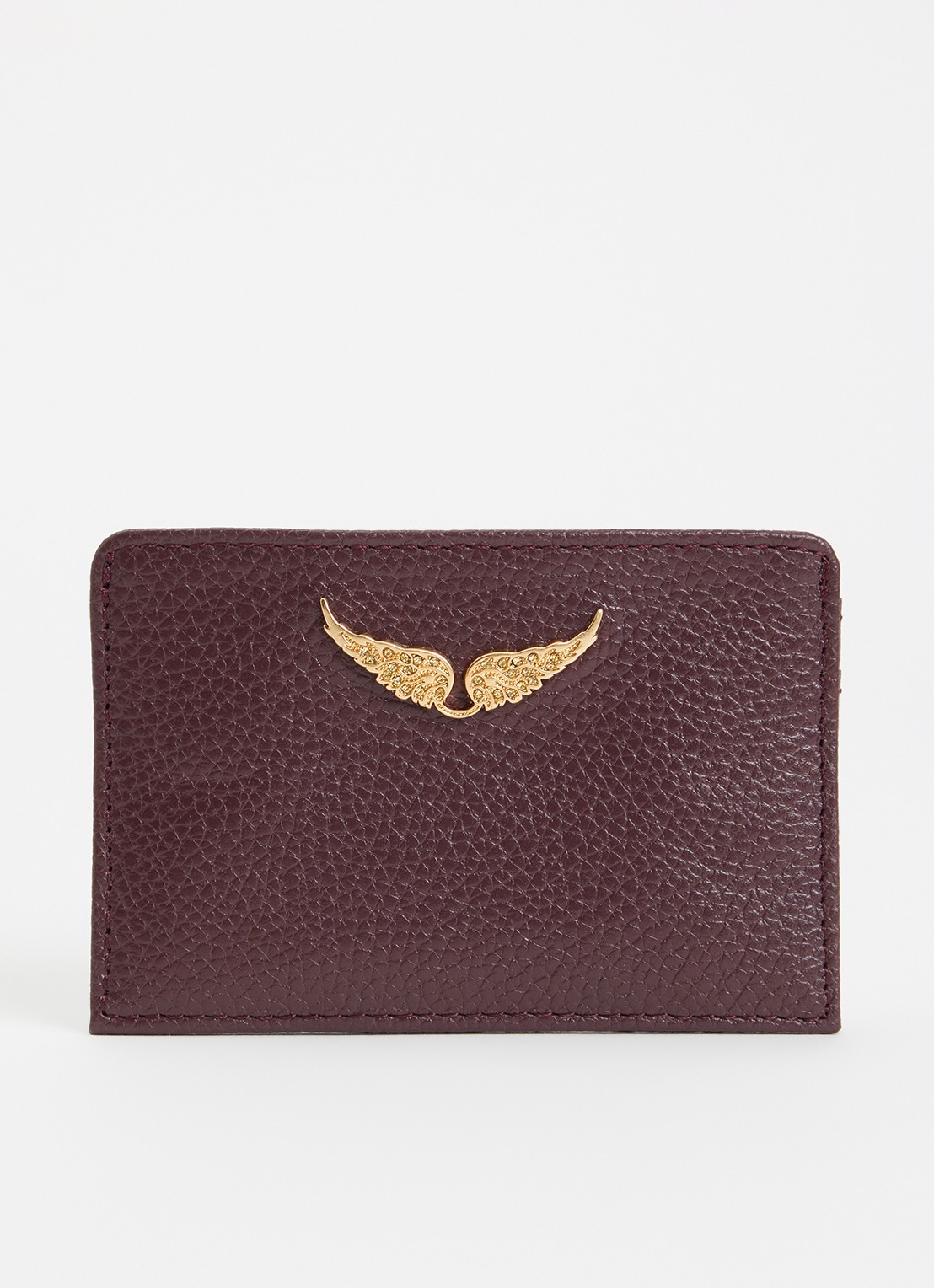 Zadig&Voltaire Pasjeshouder van leer - voorkant aubergine