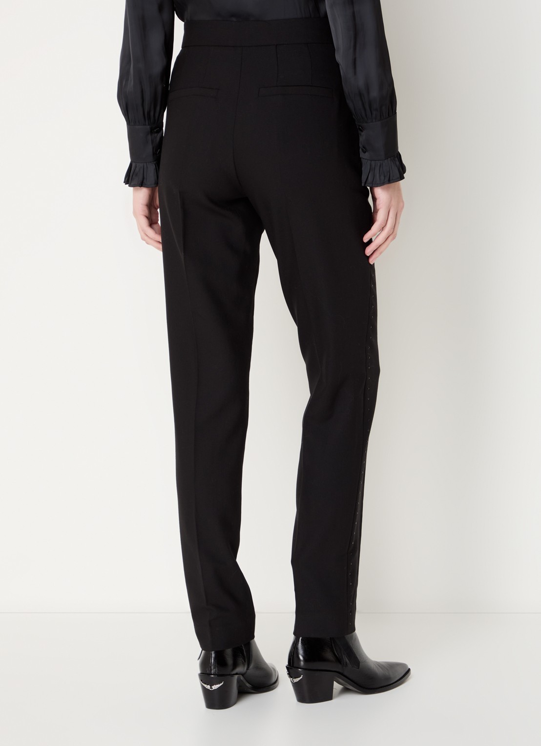 Zadig&Voltaire Penny high wasit slim fit pantalon met steekzakken - achterkant 4 zwart