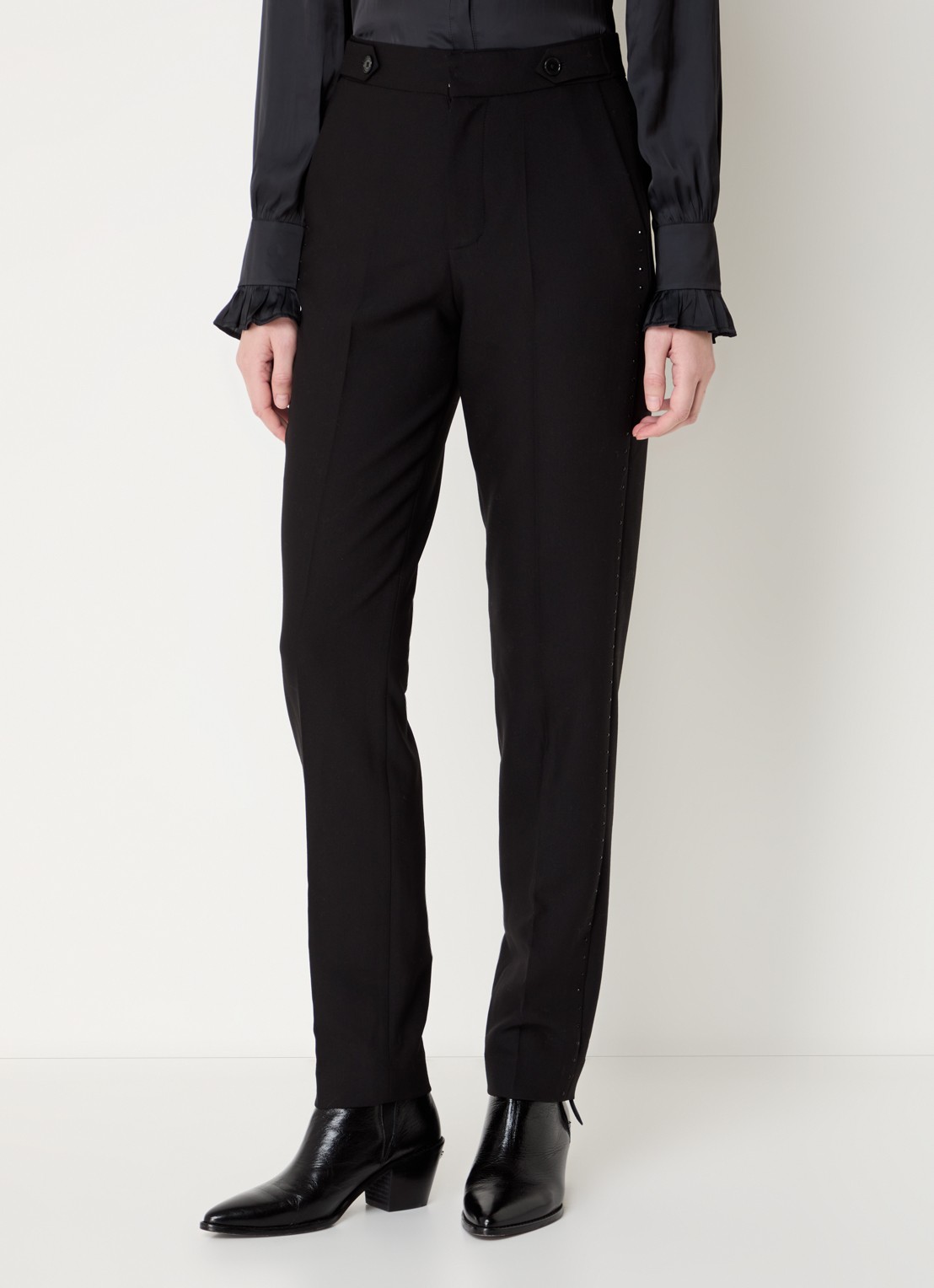 Zadig&Voltaire Penny high wasit slim fit pantalon met steekzakken - detail 3 zwart