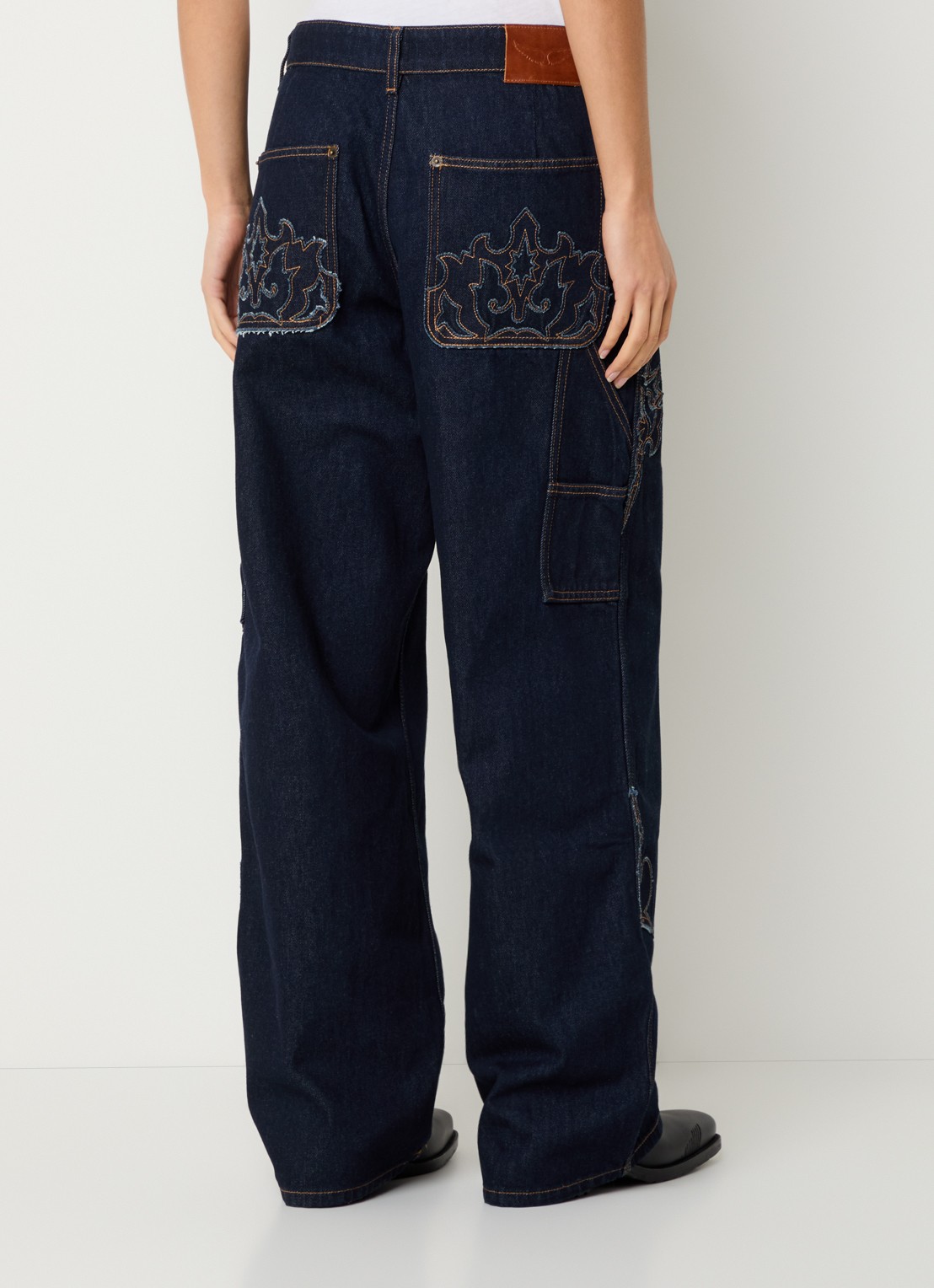Zadig&Voltaire Perya mid waist loose fit jeans met borduring - achterkant 5 indigo