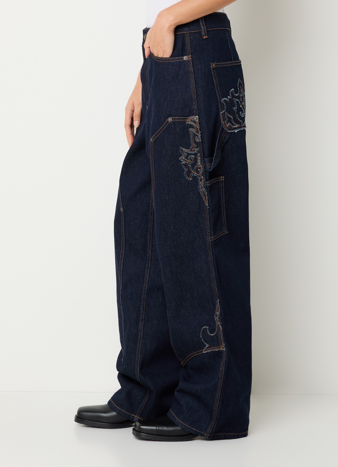 Zadig&Voltaire Perya mid waist loose fit jeans met borduring - detail 2 indigo