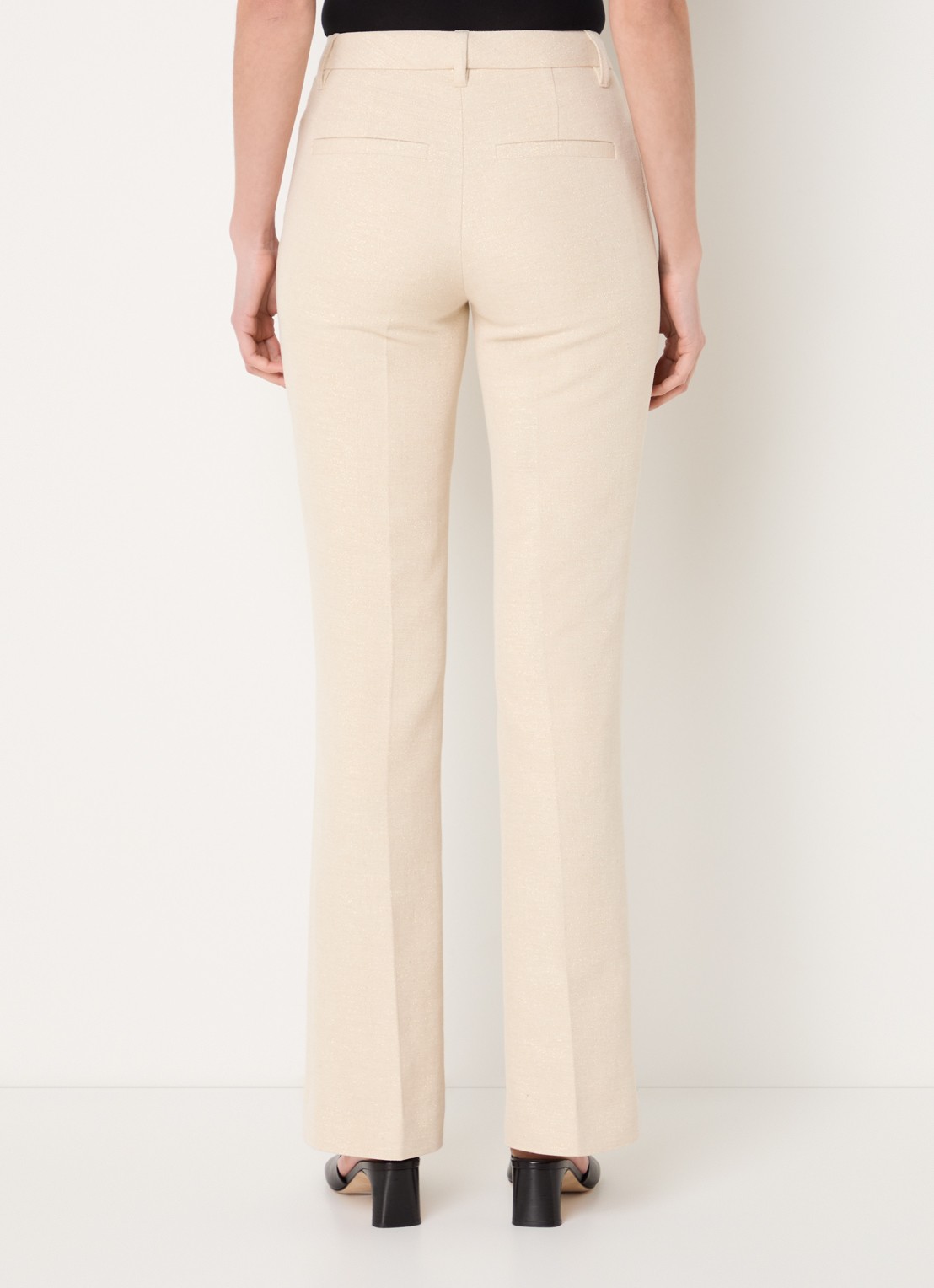 Zadig&Voltaire Pistol high waist straight fit pantalon met lurex - achterkant vanillegeel