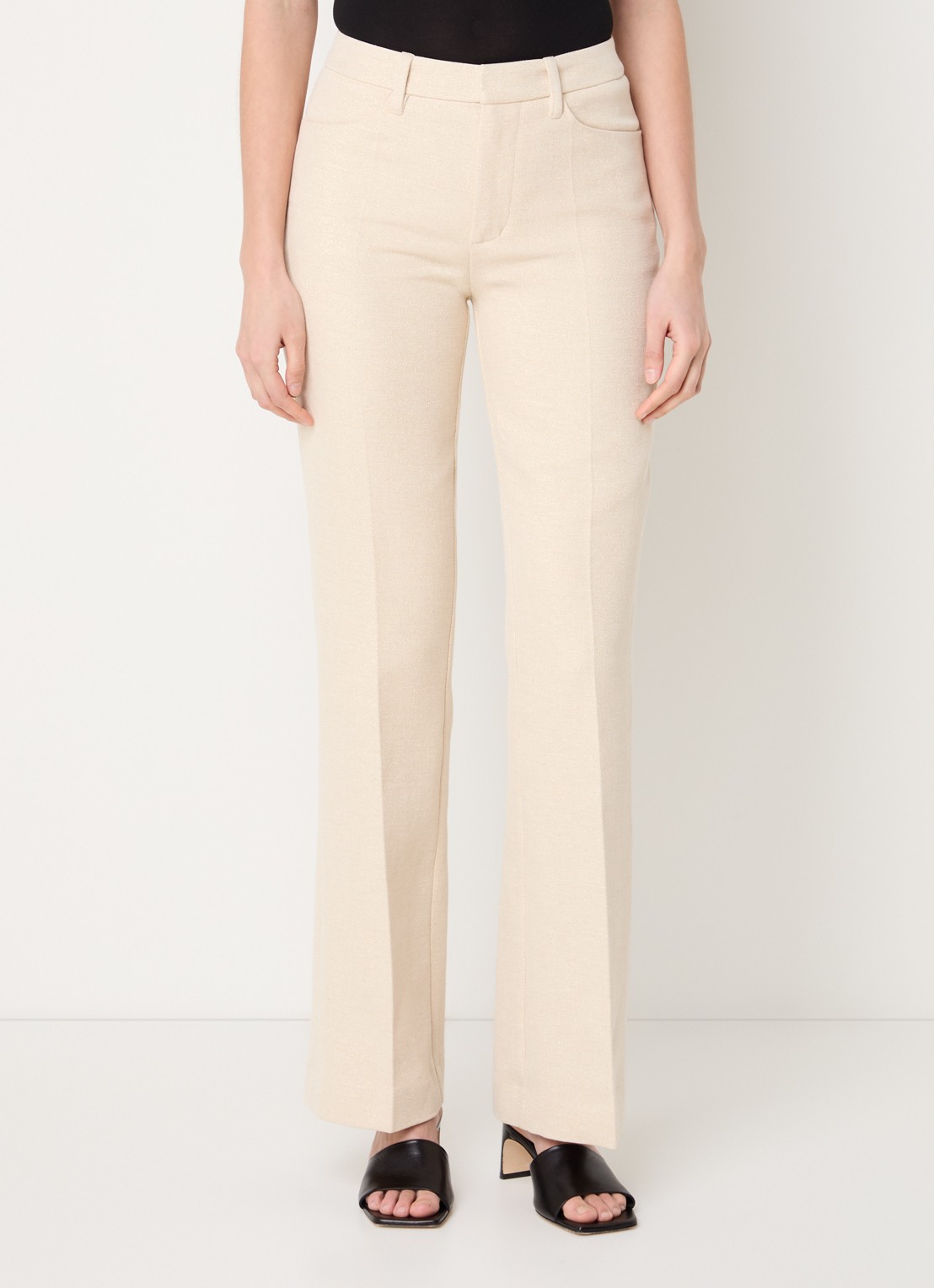 Zadig&Voltaire Pistol high waist straight fit pantalon met lurex - detail 2 vanillegeel