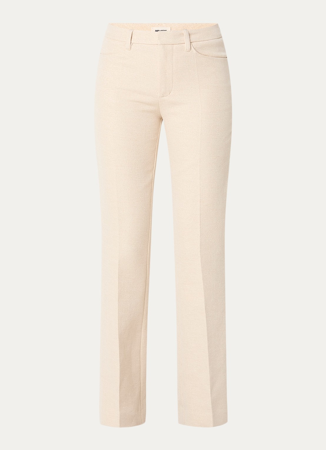 Zadig&Voltaire Pistol high waist straight fit pantalon met lurex - voorkant 4 vanillegeel