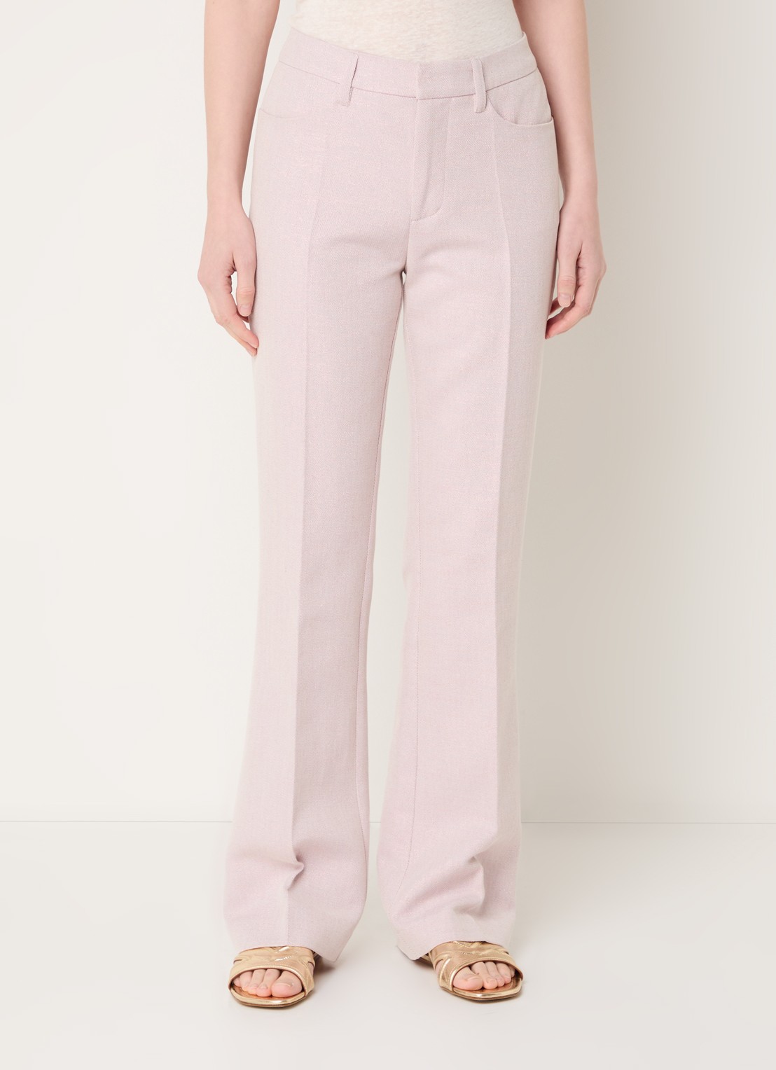 Zadig&Voltaire Pistol high waist straight fit pantalon met lurex - detail 2 oudroze