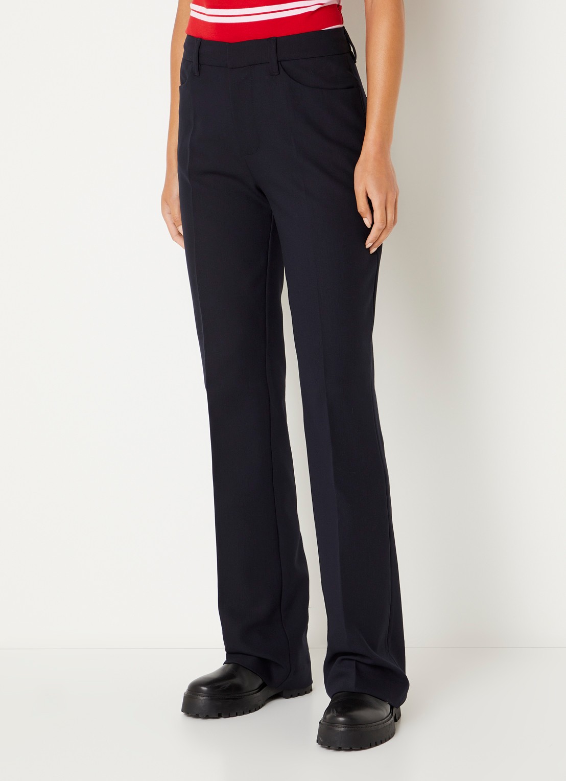 Zadig&Voltaire Pistol high waist straight fit pantalon met steekzakken - detail donkerblauw
