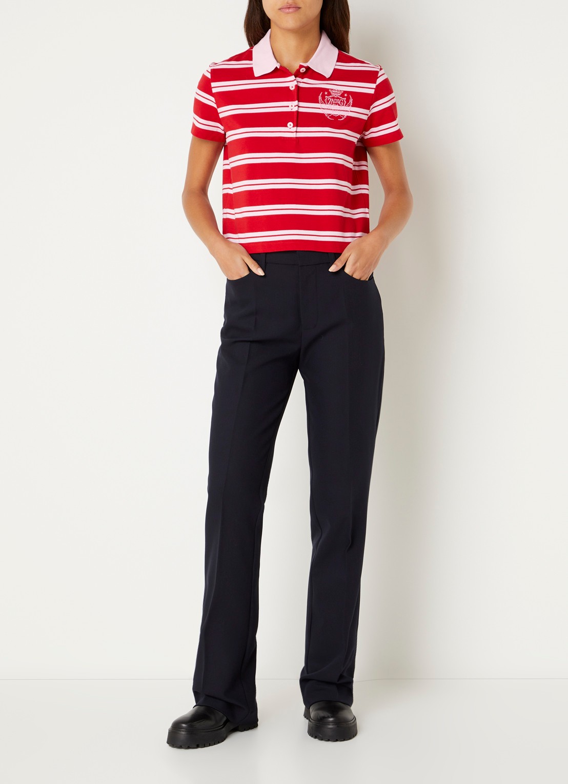 Zadig&Voltaire Pistol high waist straight fit pantalon met steekzakken - voorkant 3 donkerblauw