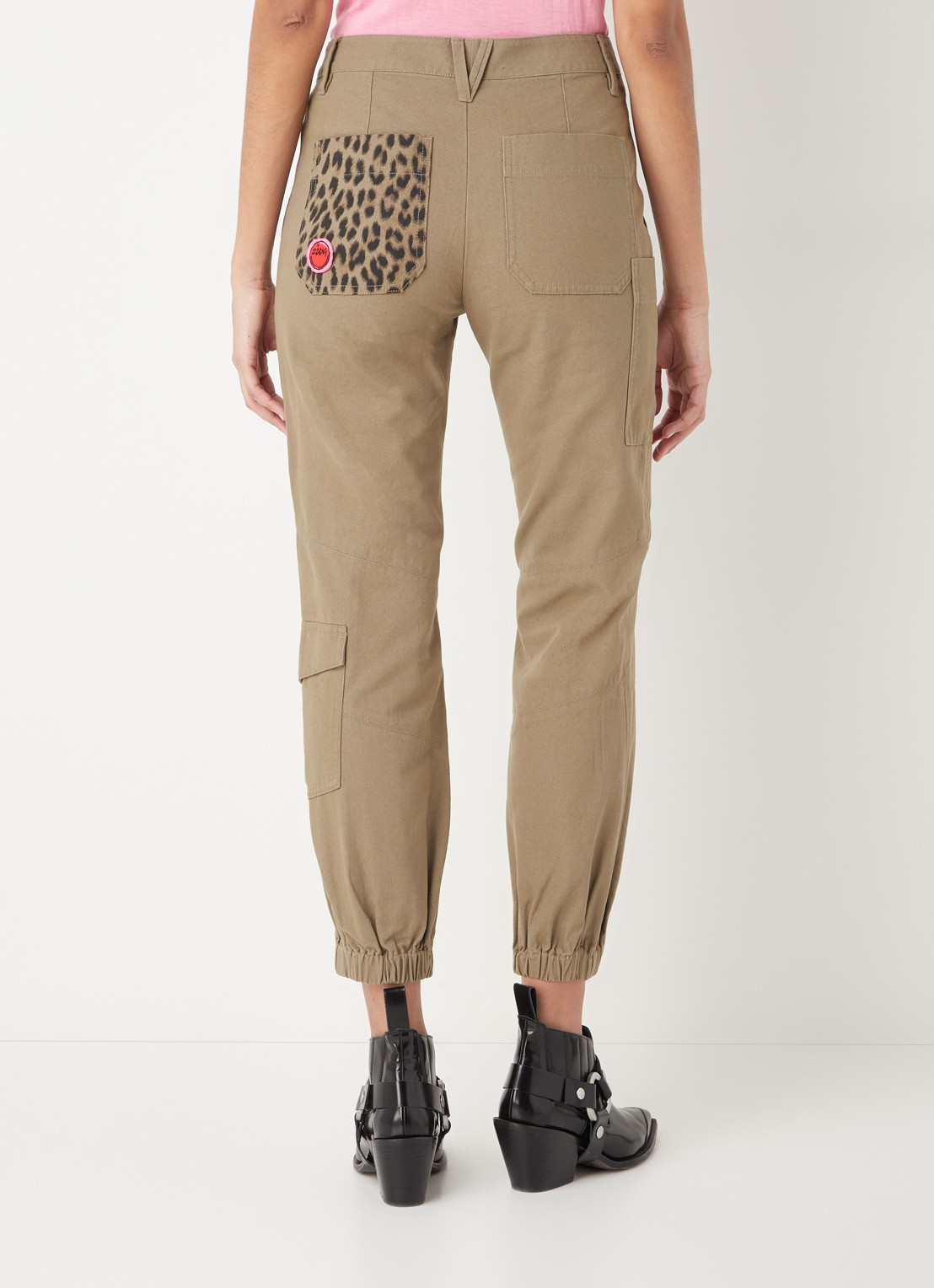 Zadig&Voltaire Poder high waist tapered fit cropped cargobroek  - achterkant khaki
