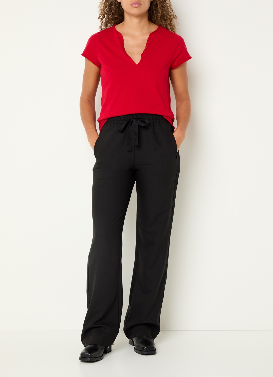 Zadig&Voltaire Poma high waist loose fit joggingbroek met steekzakken - voorkant 4 zwart