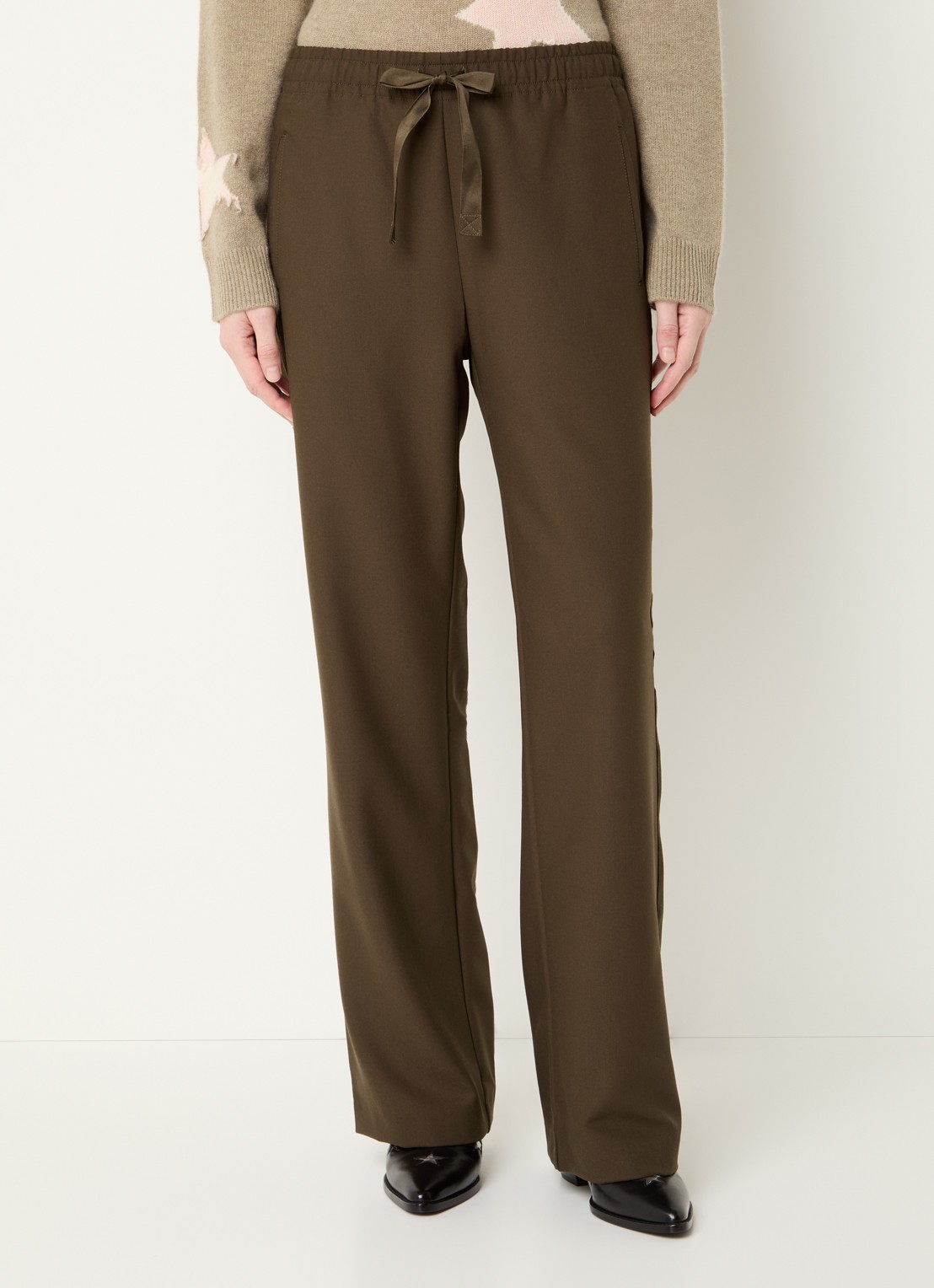 Zadig&Voltaire Poma high waist loose fit joggingbroek met steekzakken - detail 4 mosgroen