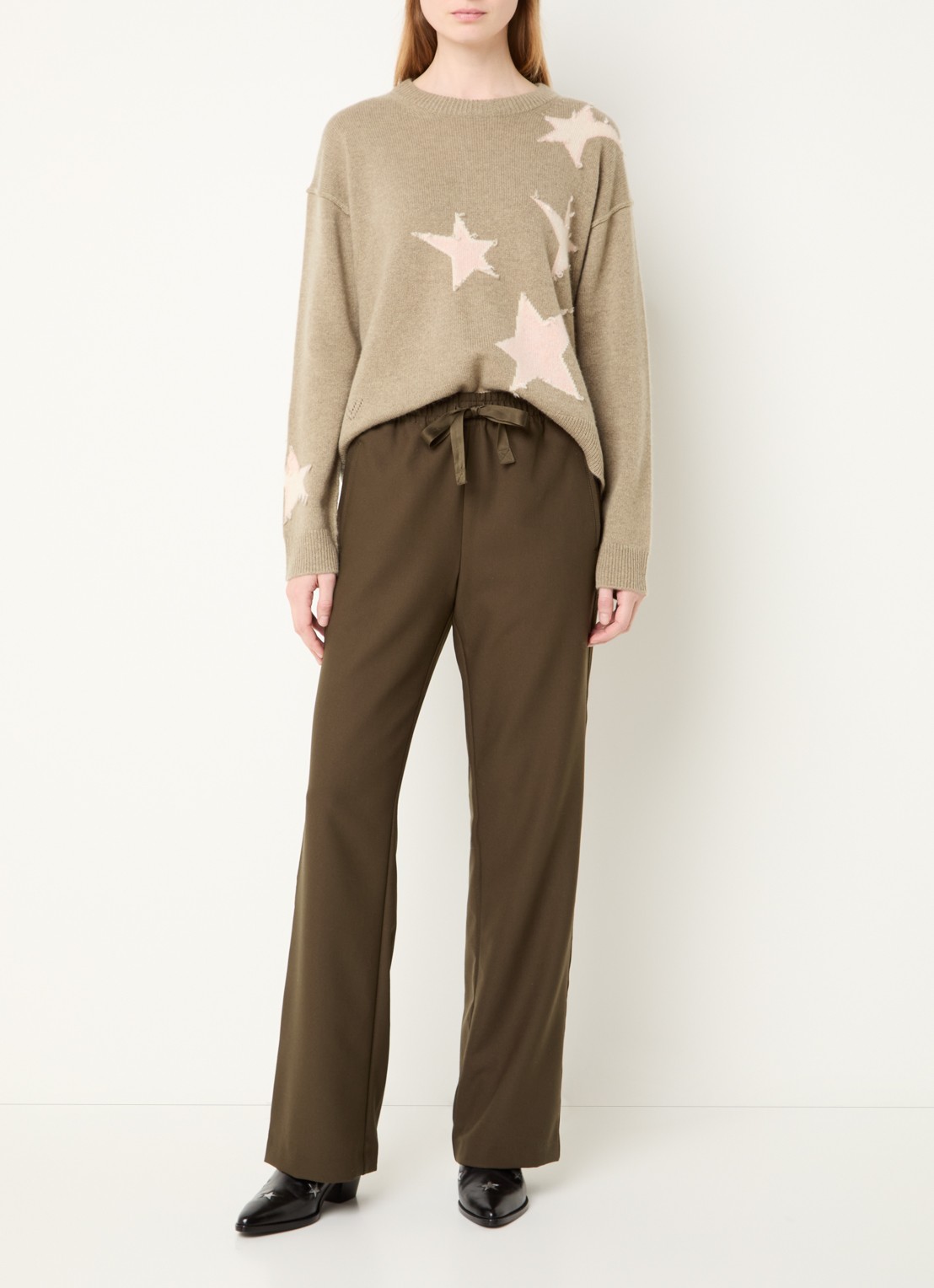 Zadig&Voltaire Poma high waist loose fit joggingbroek met steekzakken - voorkant 3 mosgroen