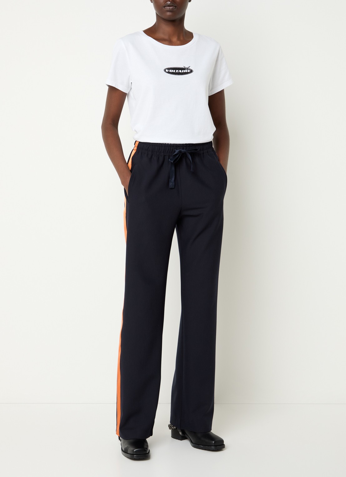 Zadig&Voltaire Poma high waist loose fit joggingbroek met steekzakken - voorkant 3 donkerblauw