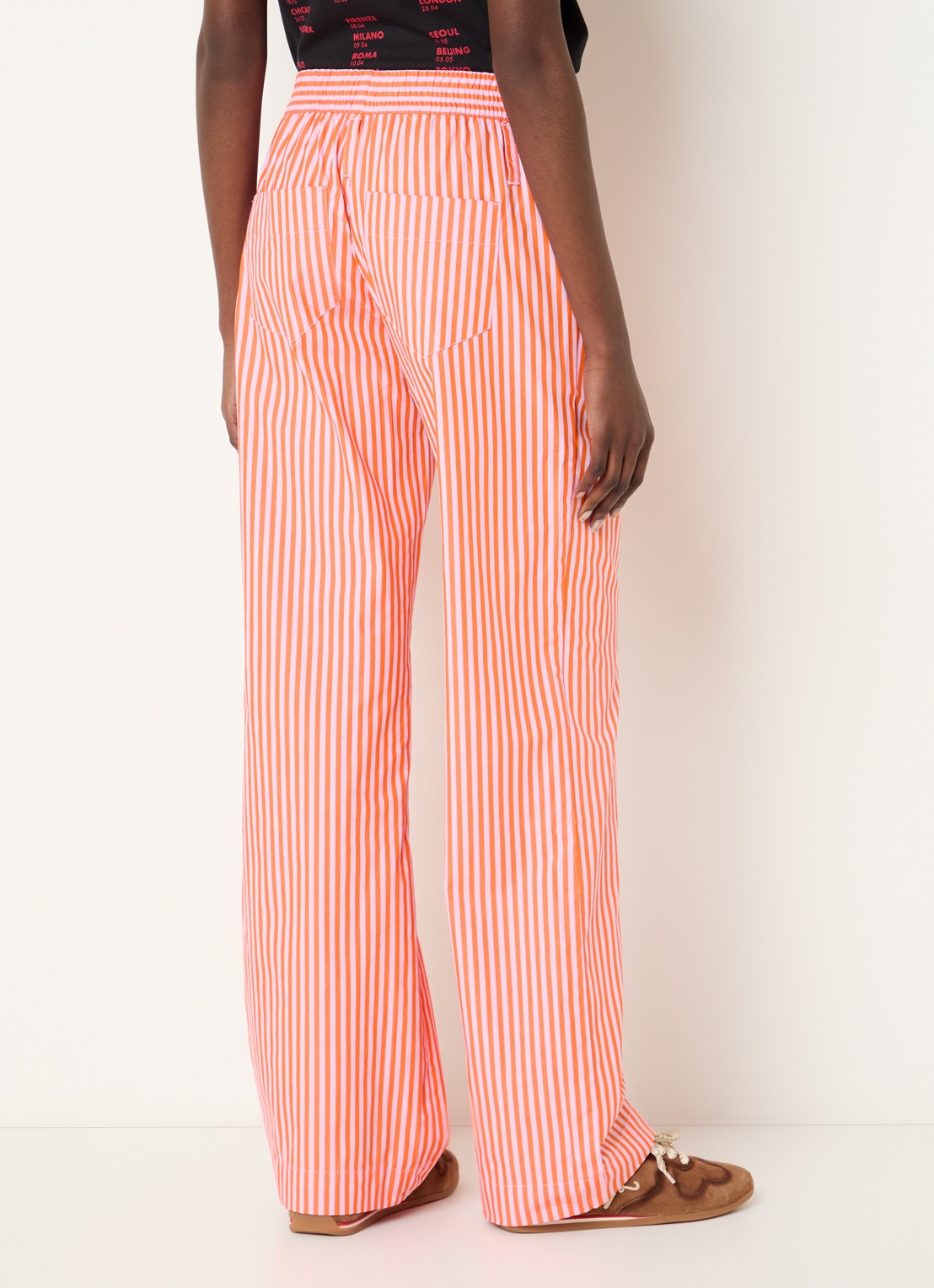 Zadig&Voltaire Poma high waist wide fit broek met streepprint - achterkant 4 orange