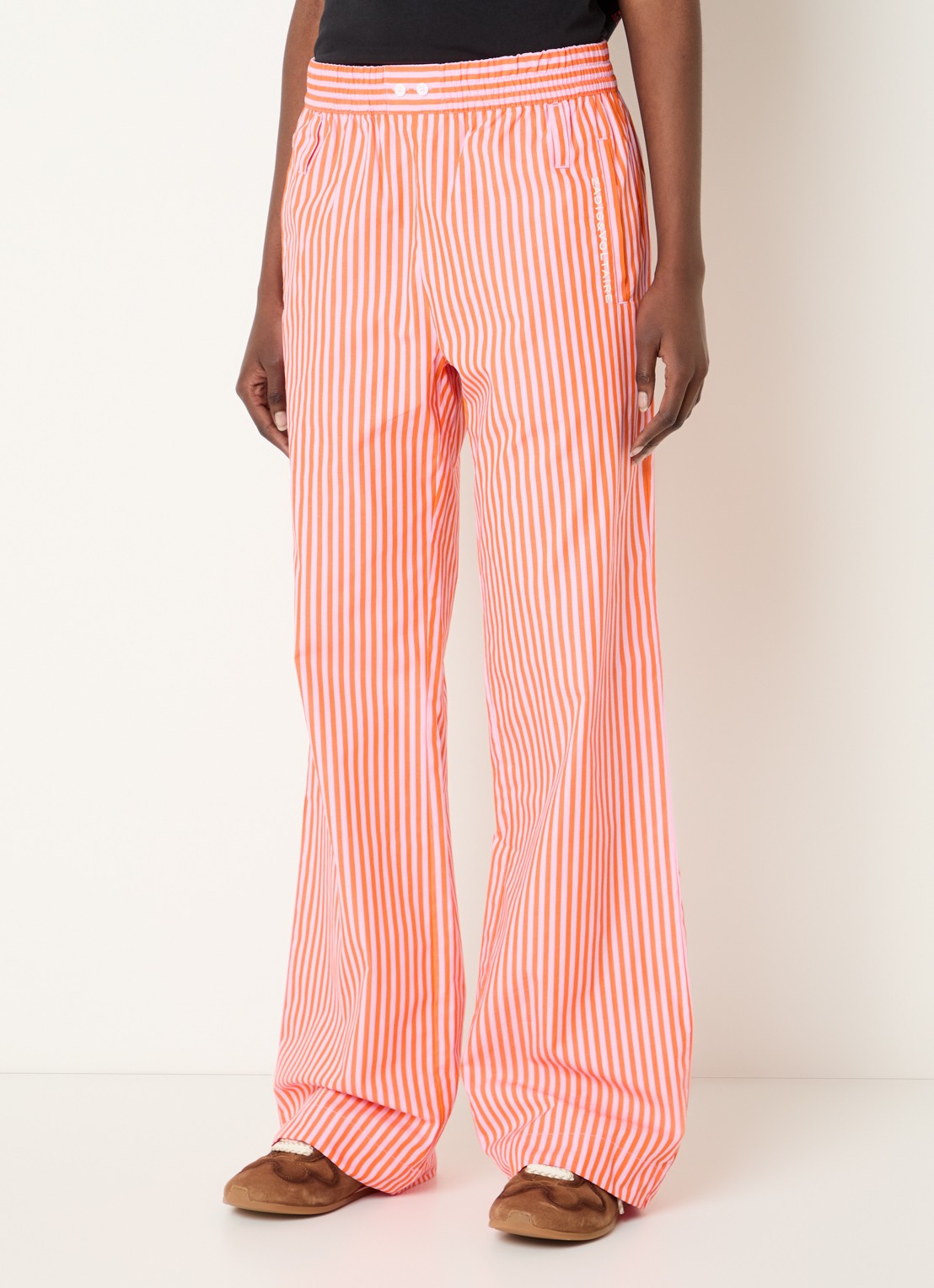 Zadig&Voltaire Poma high waist wide fit broek met streepprint - detail 3 orange